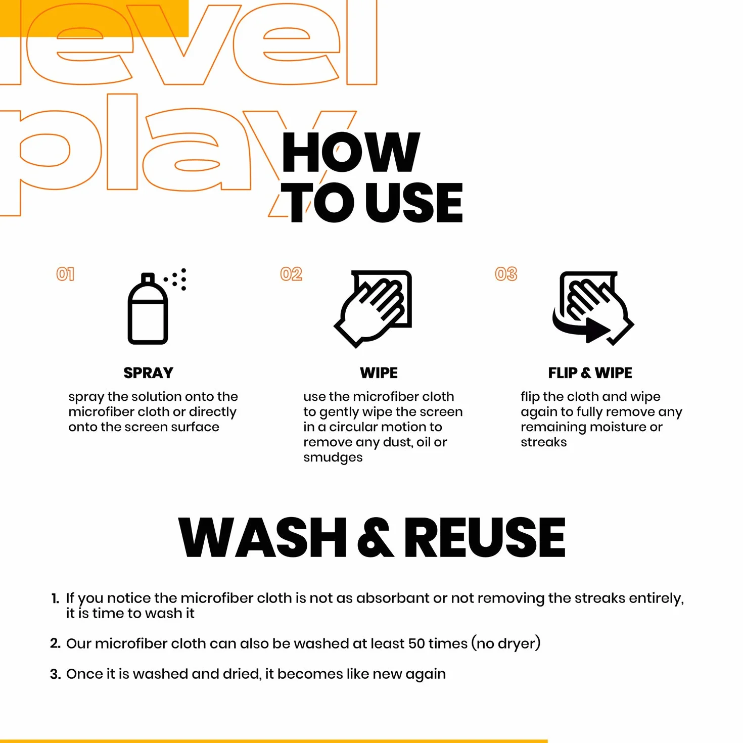 Levelplay Kit Pulizia Schermi - Kit per Touchscreen, Monitor e Lenti Resistente a Impronte Digitali, Formula Senza Alcol e Ammoniaca, Salvietta in Microfibra Lavabile - Flacone Spray 25 ml Per Viaggi
