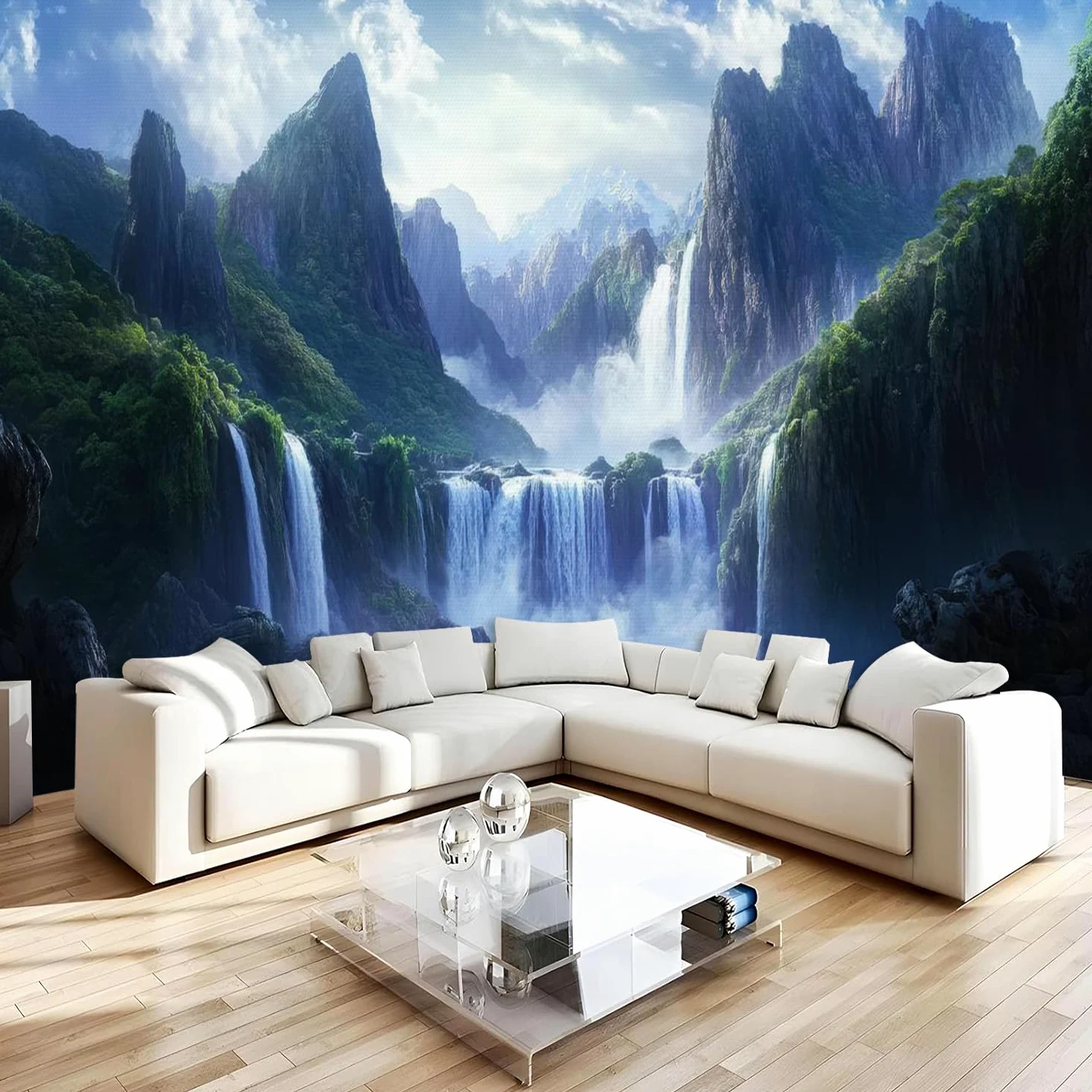 Carta da parati effetto 3D Autunno 350 x 256 cm Murale Non Tessuto Paesaggio Naturale Fotomurale Stampa HD Moderna Poster Per Soggiorno E Camera Da Letto Design 2M1179