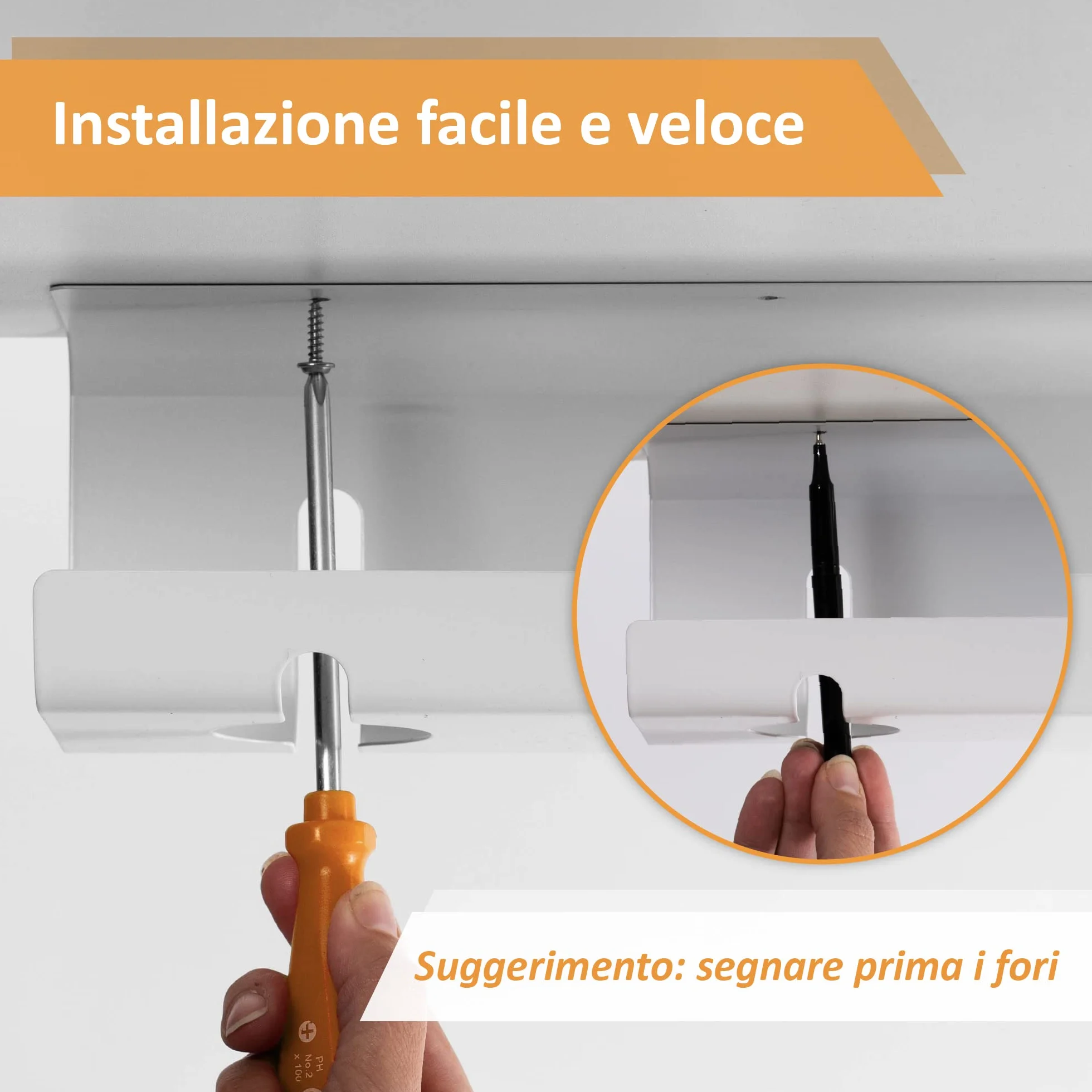 Raccogli Cavi Scrivania – Canalina Passacavi sotto Scrivania Cable Management – Organizer Portacavi Ufficio - Nascondi Cavi sotto Tavolo – 2 Scatole Porta Cavi - Verniciatura a Polvere Bianco