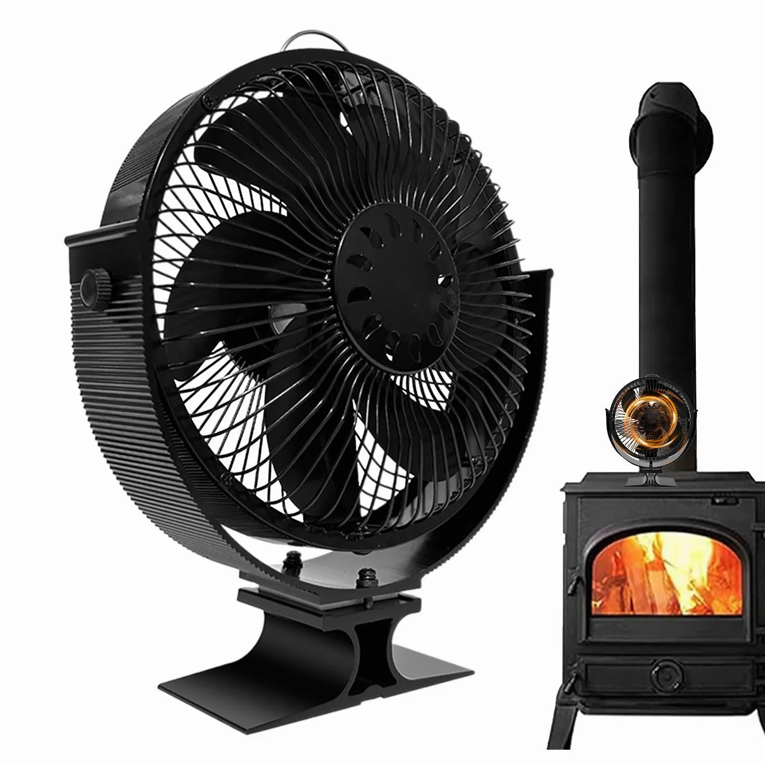 Ventilatore Per Stufa A Legna Silenzioso Termoelettrico Senza Batterie | Ventilatore Stufa Legna Senza Elettricità, Rotazione A 360 Gradi Circola Aria Calda Per Casa, Hotel, Ristorante E