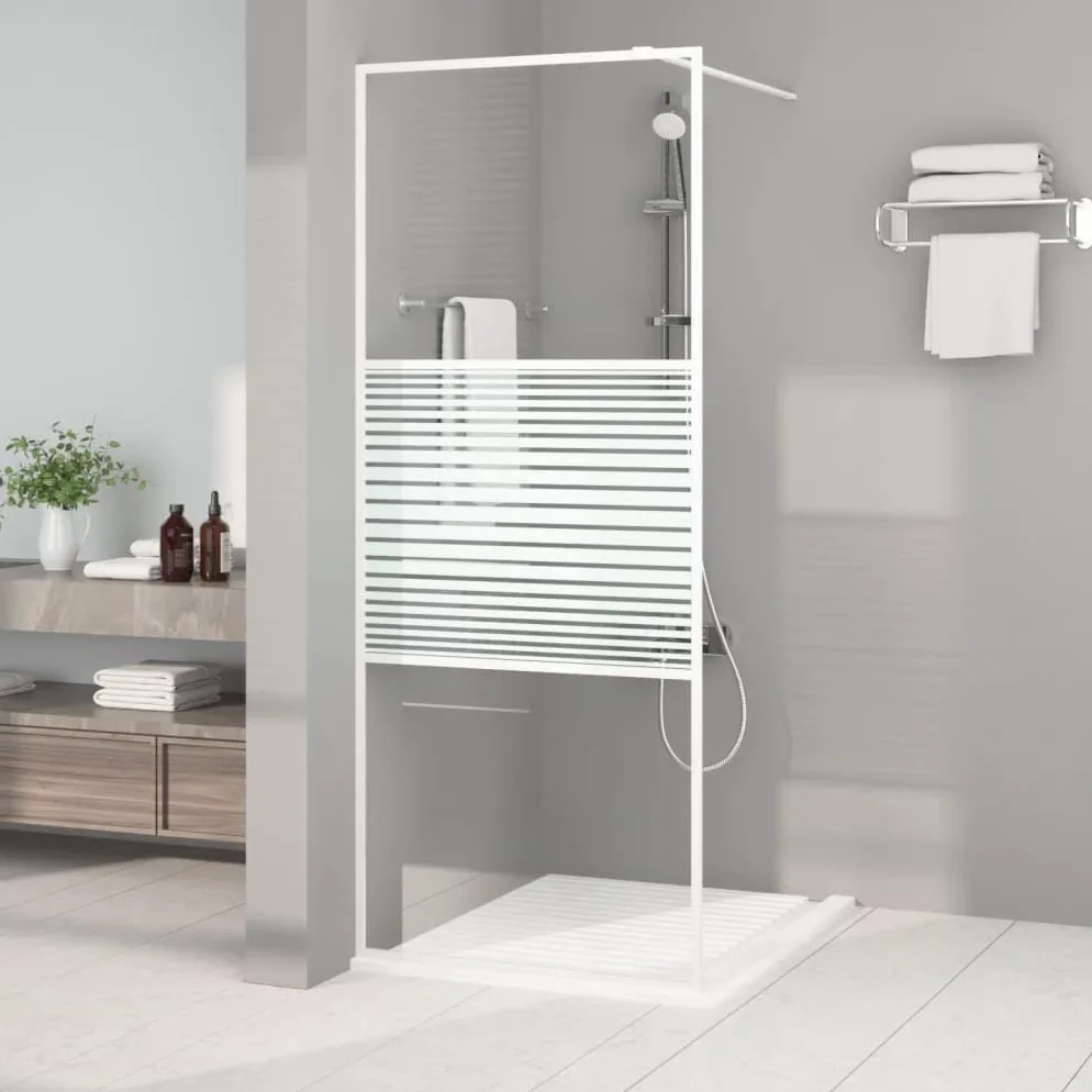 Walkin - Parete doccia per doccia a pavimento, 80 x 195 cm, in vetro trasparente ESG, con telaio in alluminio, regolabile, paraspruzzi, parete divisoria in vetro, telaio profilato stabile