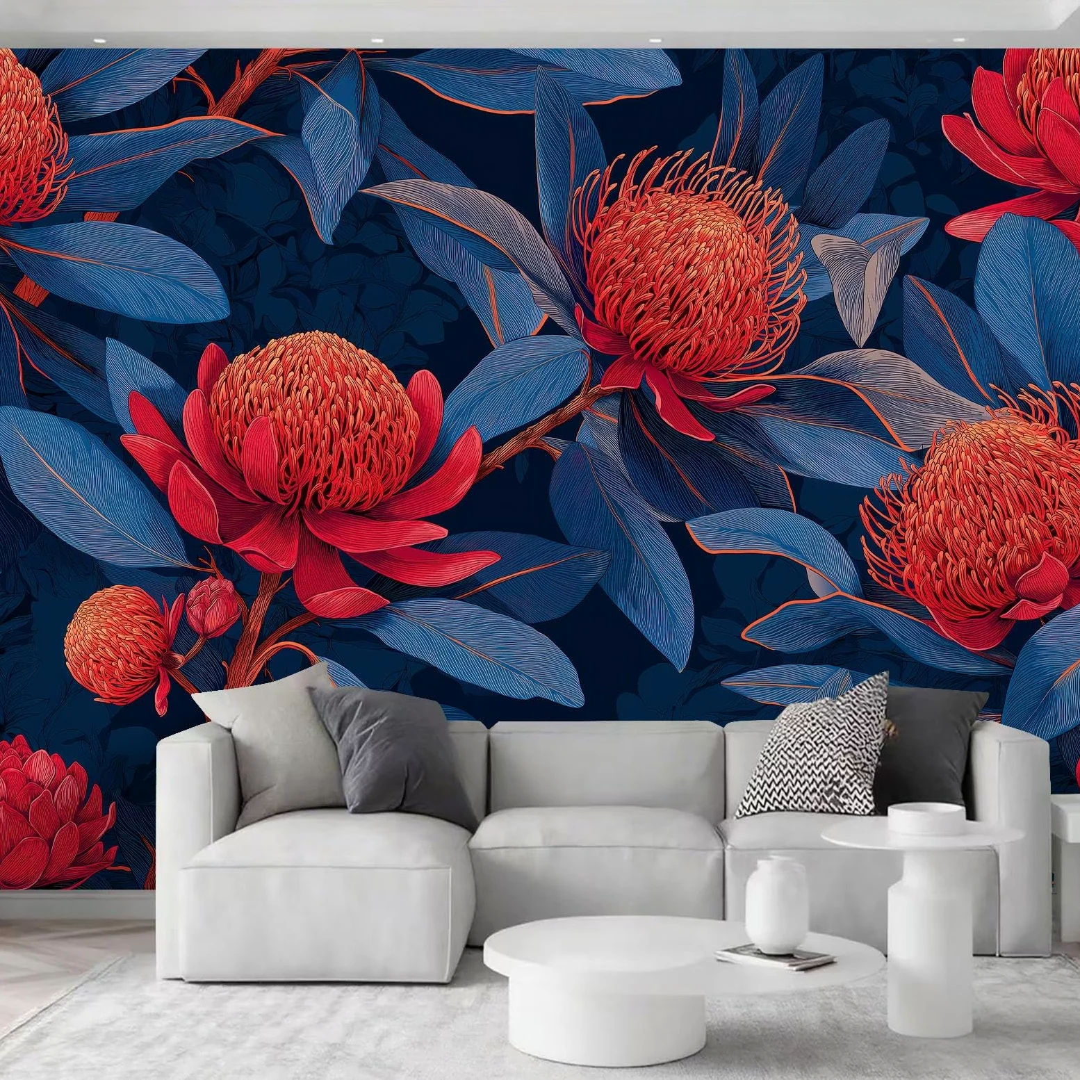 Carta da parati murale 3D panoramica 500 x 280 cm, dipinto a mano con fiori selvatici nella natura, sfondo da parete, decorazione per interni, decorazione per camera da letto e soggiorno