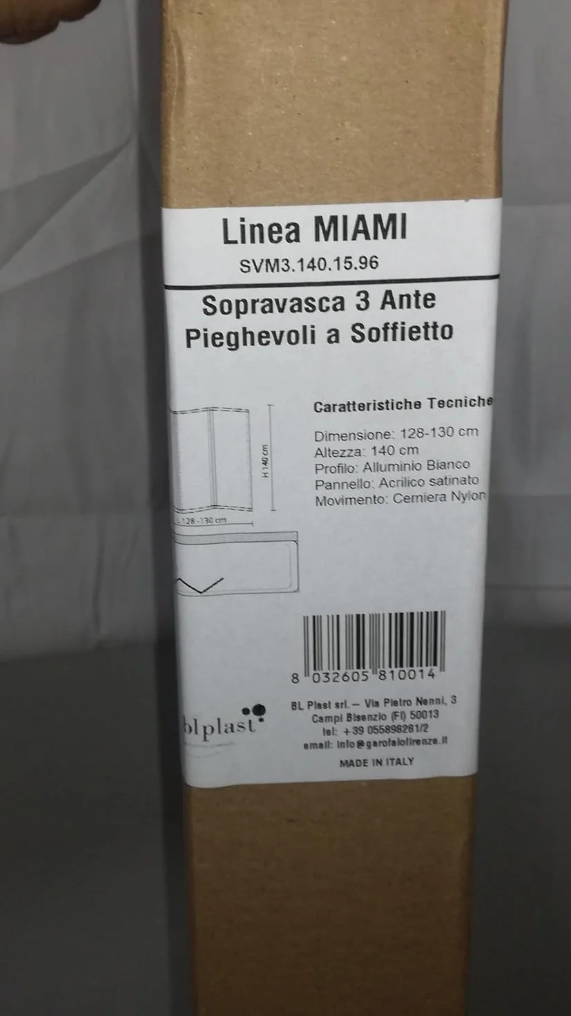 Box vasca parete sopravasca pieghevole 3 ante cm 133/134