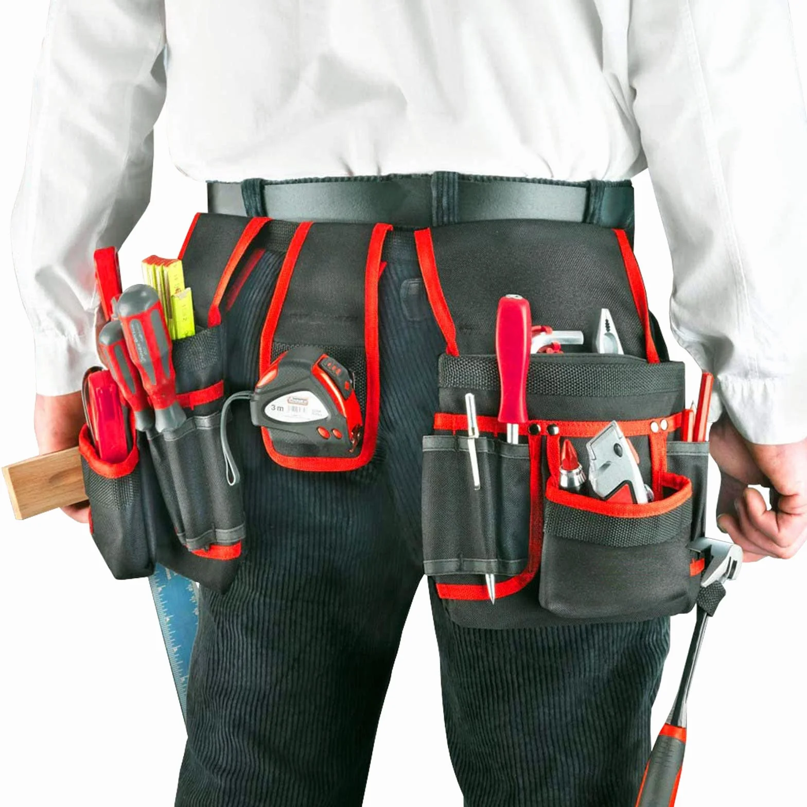 Cintura Doppia Resistente 20 Tasche Attrezzi Falegname Marsupio Chiodi
