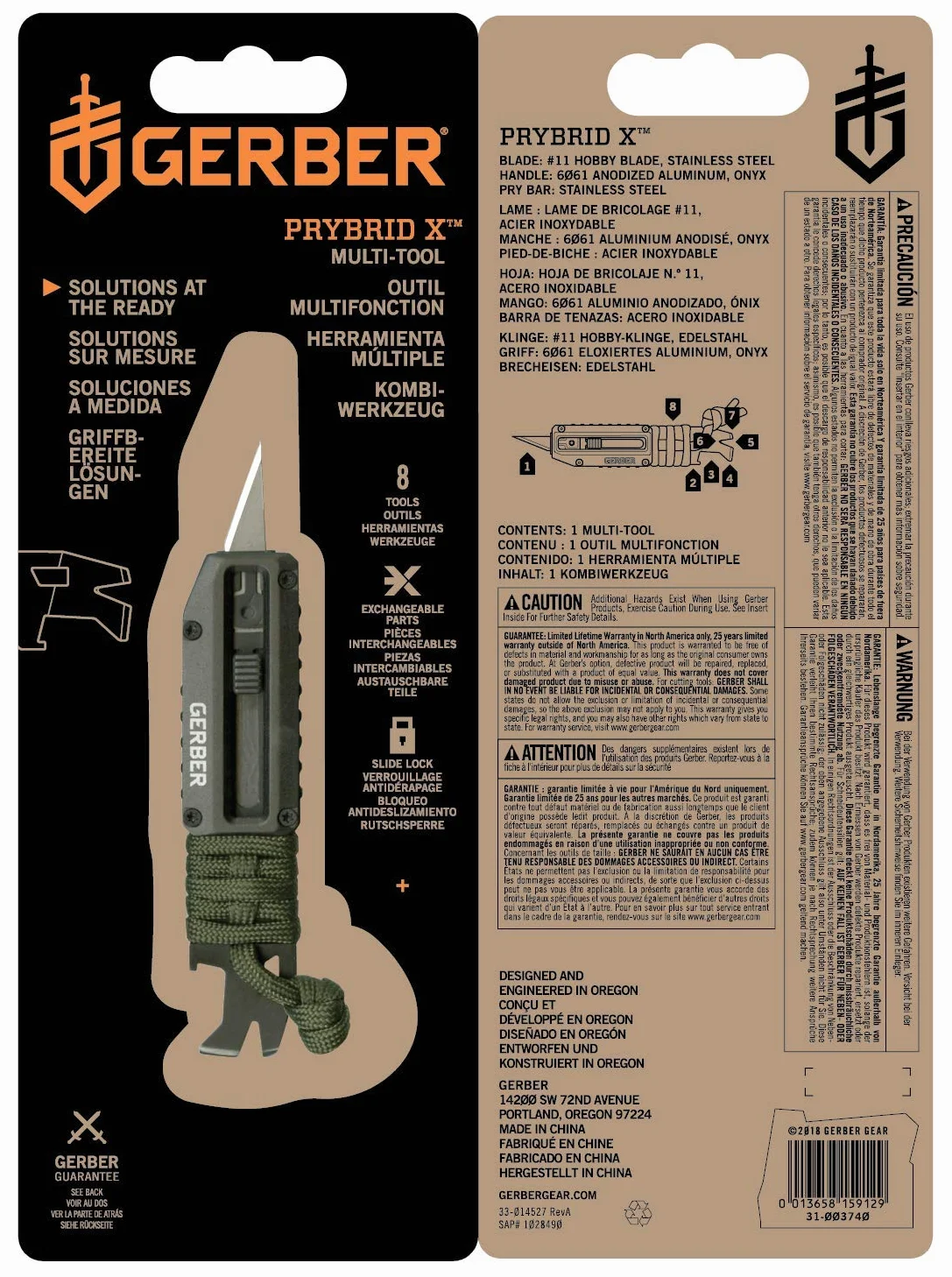 Gerber Strumento multi-uso con 8 funzioni, Acciaio inox, Grigio scuro