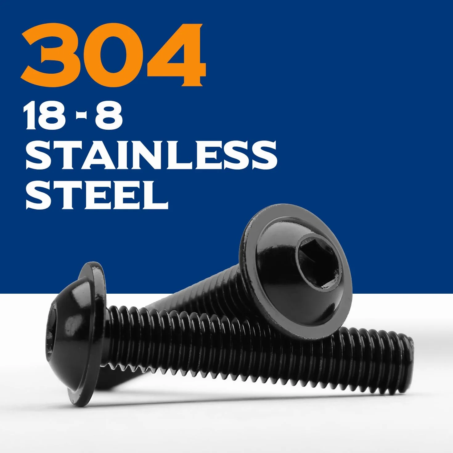 Viti a Brugola M5 x 8 mm Testa Bombata Flangia Esagono Incassato 304 Acciaio Inox Nero Filettatura Completa 60 Pezzi