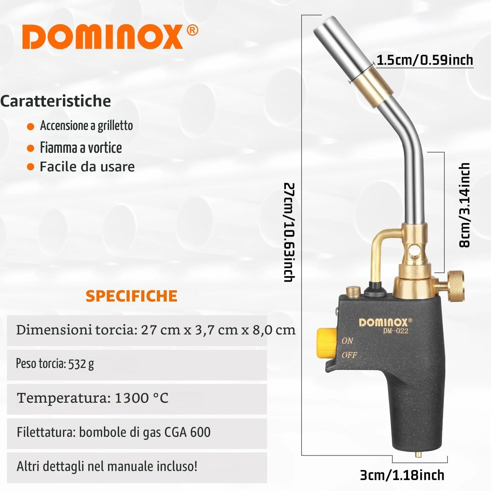 Torcia a propano ad alta intensità, torcia a gas con grilletto, torcia per saldatura per serbatoio propano MAP, MAPP Tank, saldatura, accensione, barbecue, illuminazione