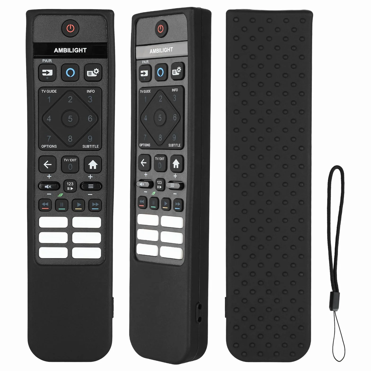 Custodia Telecomando in Silicone Compatibile Con Philips SRC-3215-01 SRC-3215-06 SRC-3216-12 SRC-3216-06S TV Telecomando Copertura Protettiva Antiurto Con un Cordino(Nero)