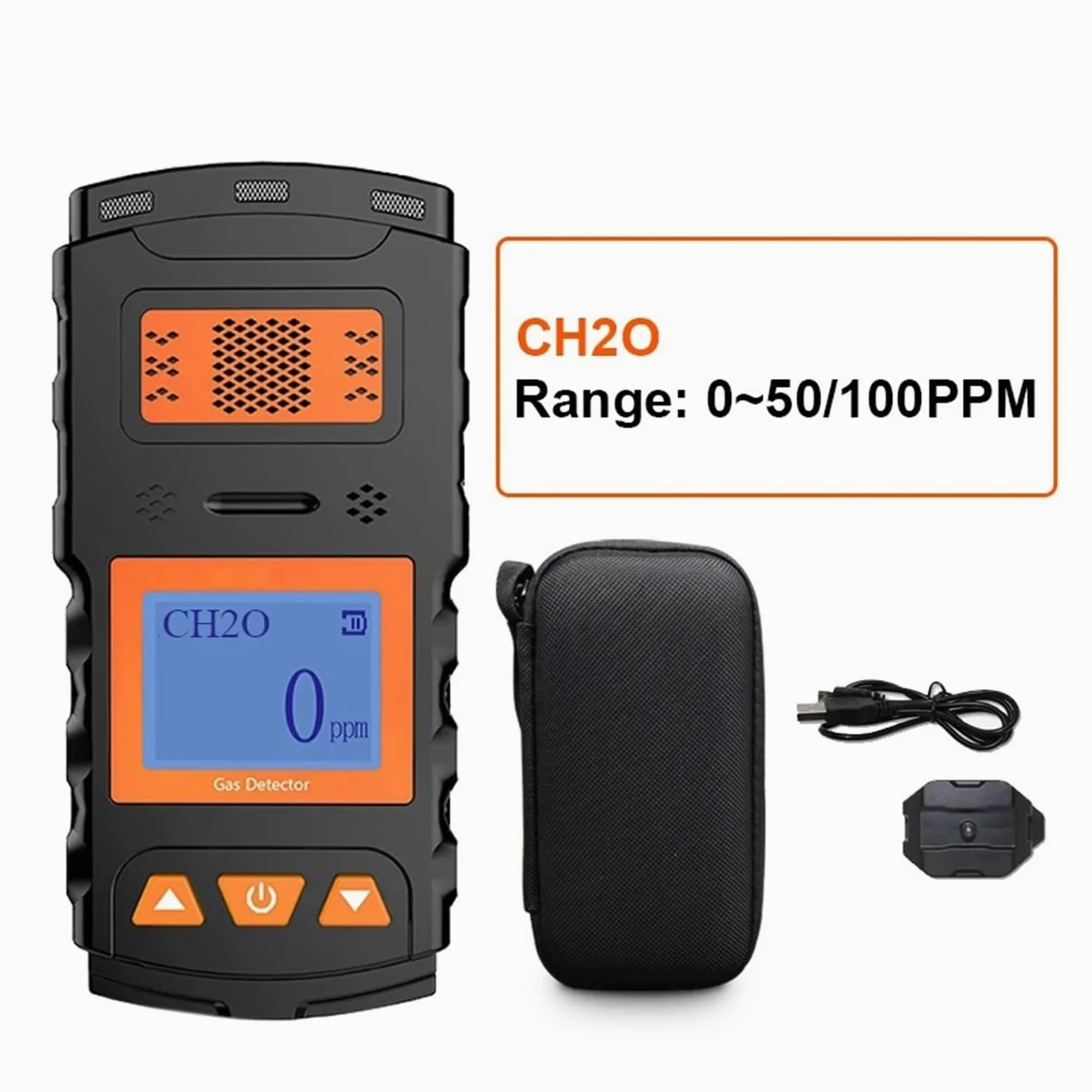 Rilevatore portatile multigas EX O2 H2S CO con display LCD, misuratore di gas con luce e suono ricaricabile for lavoro e casa Interno/esterno(CH2O)