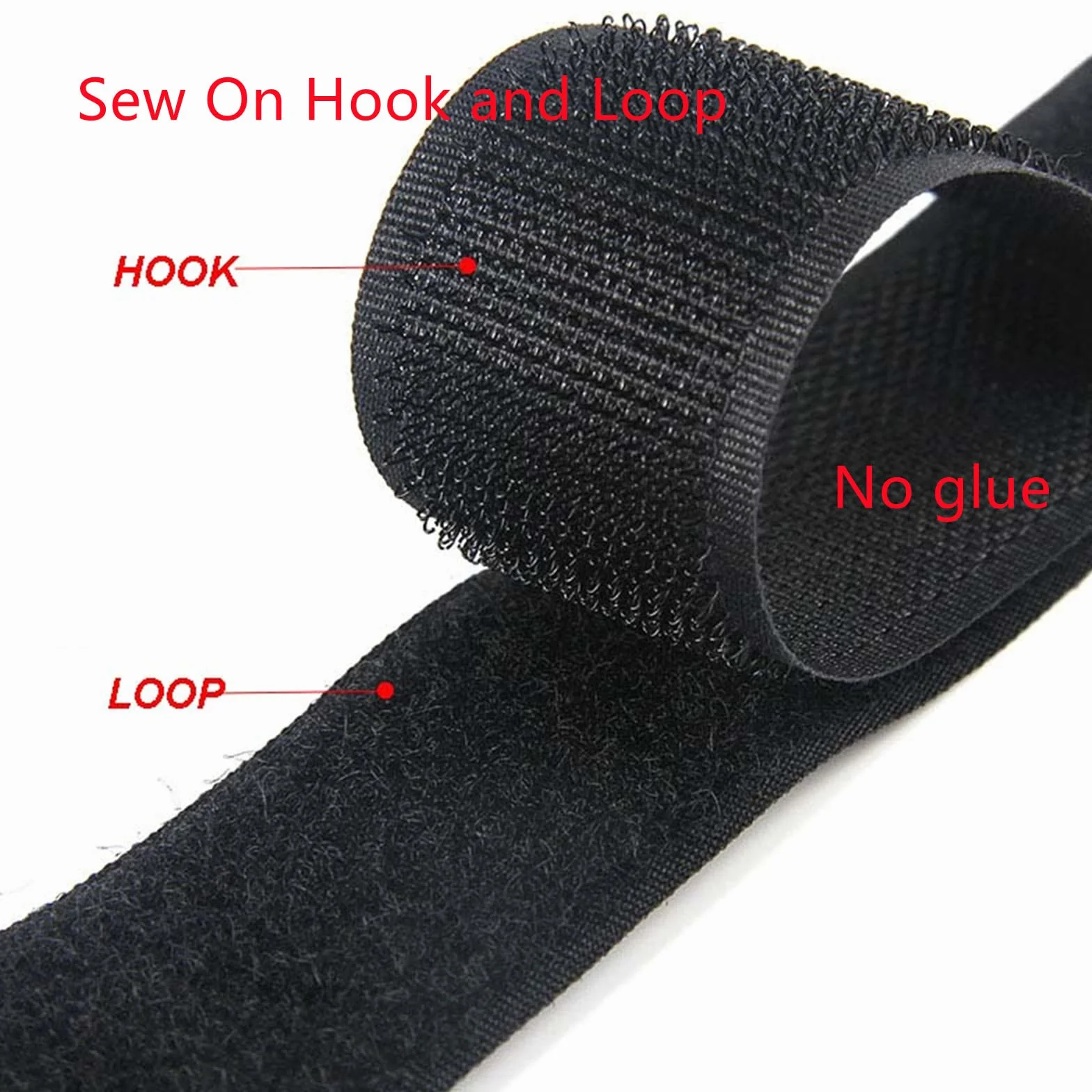 Nastro a Strappo Nastro for Cucire in Tessuto con Gancio e Passante, Larghezza 100 mm, in Nylon Non Adesivo, Strisce da, Set di Nastri for(Black,100MM x 5 Yard)