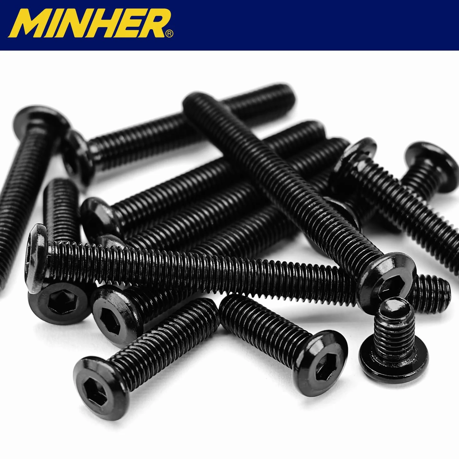 Bulloni a Testa Piatta Esagonale M5 x 10mm Acciaio Inossidabile A2 V2A Finitura Ossidata Nera
