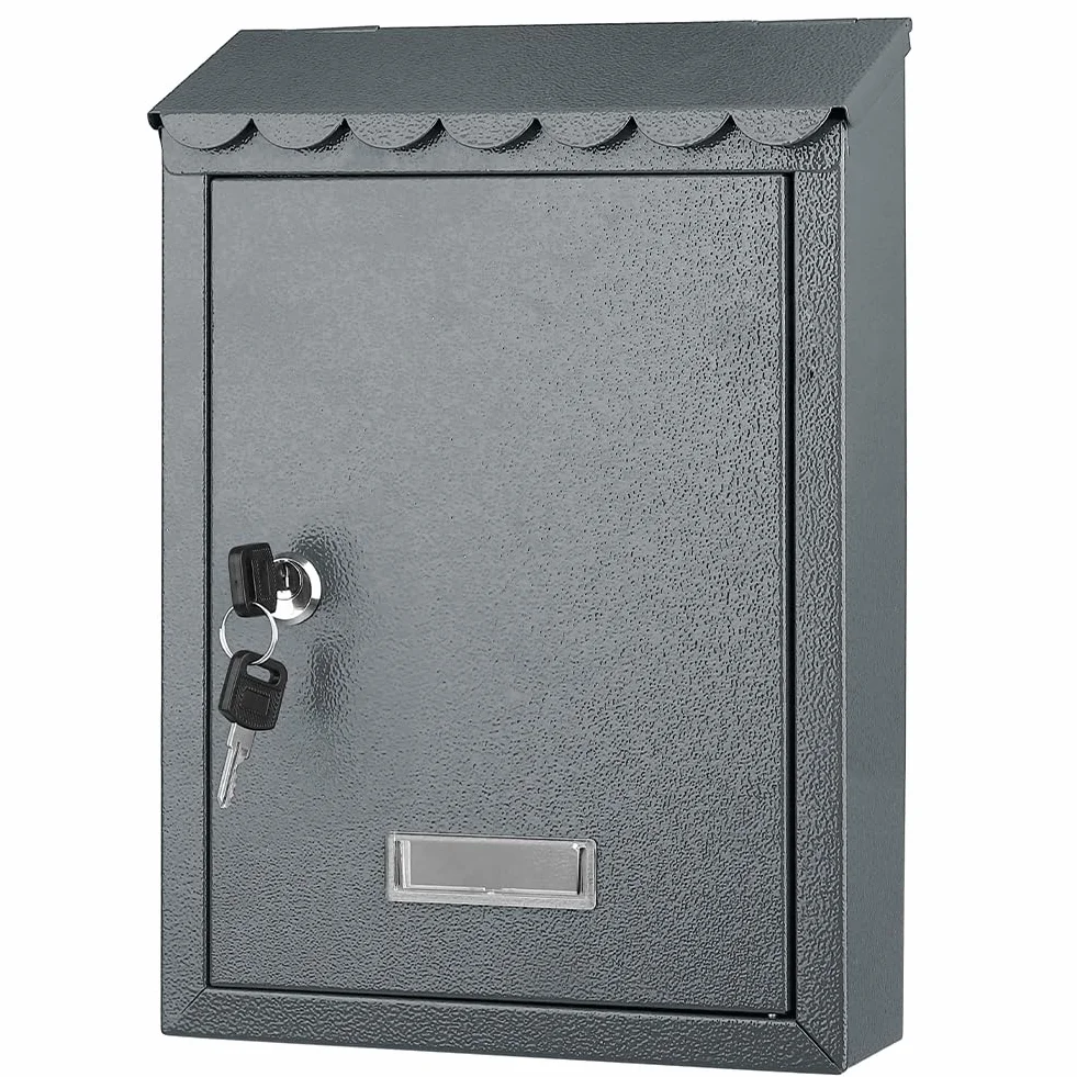 Cassetta Postale da Parete in Acciaio Inox Buca Lettere Esterno Chiusura a Chiave Grigio