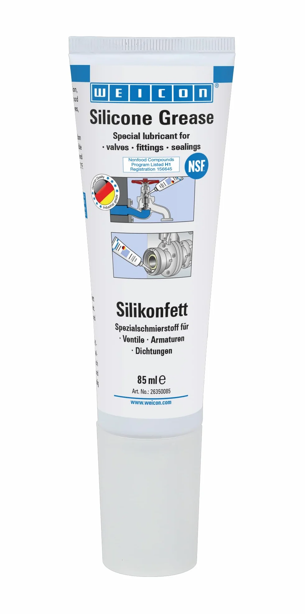 WEICON Grasso siliconico 85 g Lubrificante per valvole raccordi Guarnizione