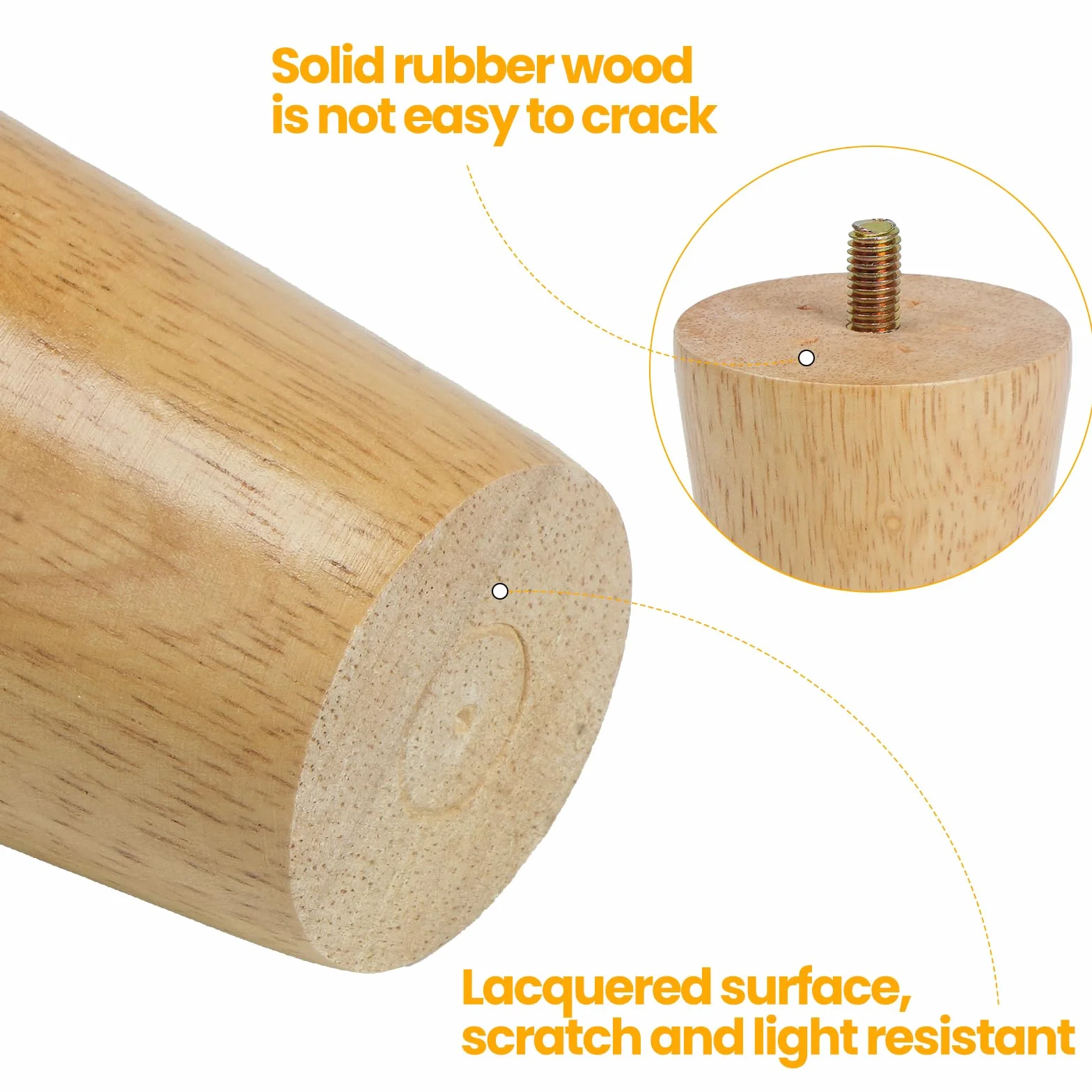 Gambe per Mobili Legno 30CM Piedini Ricambio per Mobile, Divano, Letto, Tavolo con Piastra di Montaggio e Viti - 4 Pezzi