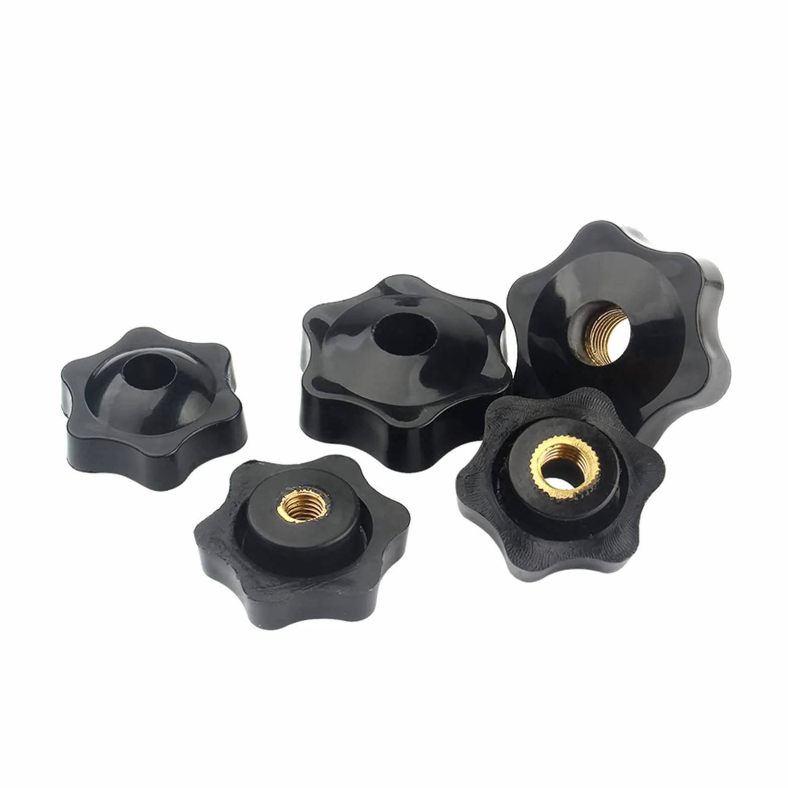 Stella Dadi con manico 10Pcs Dadi di serraggio Plastica Zigrinato Manopole Rame Core Thread M5 M6 M8 M10