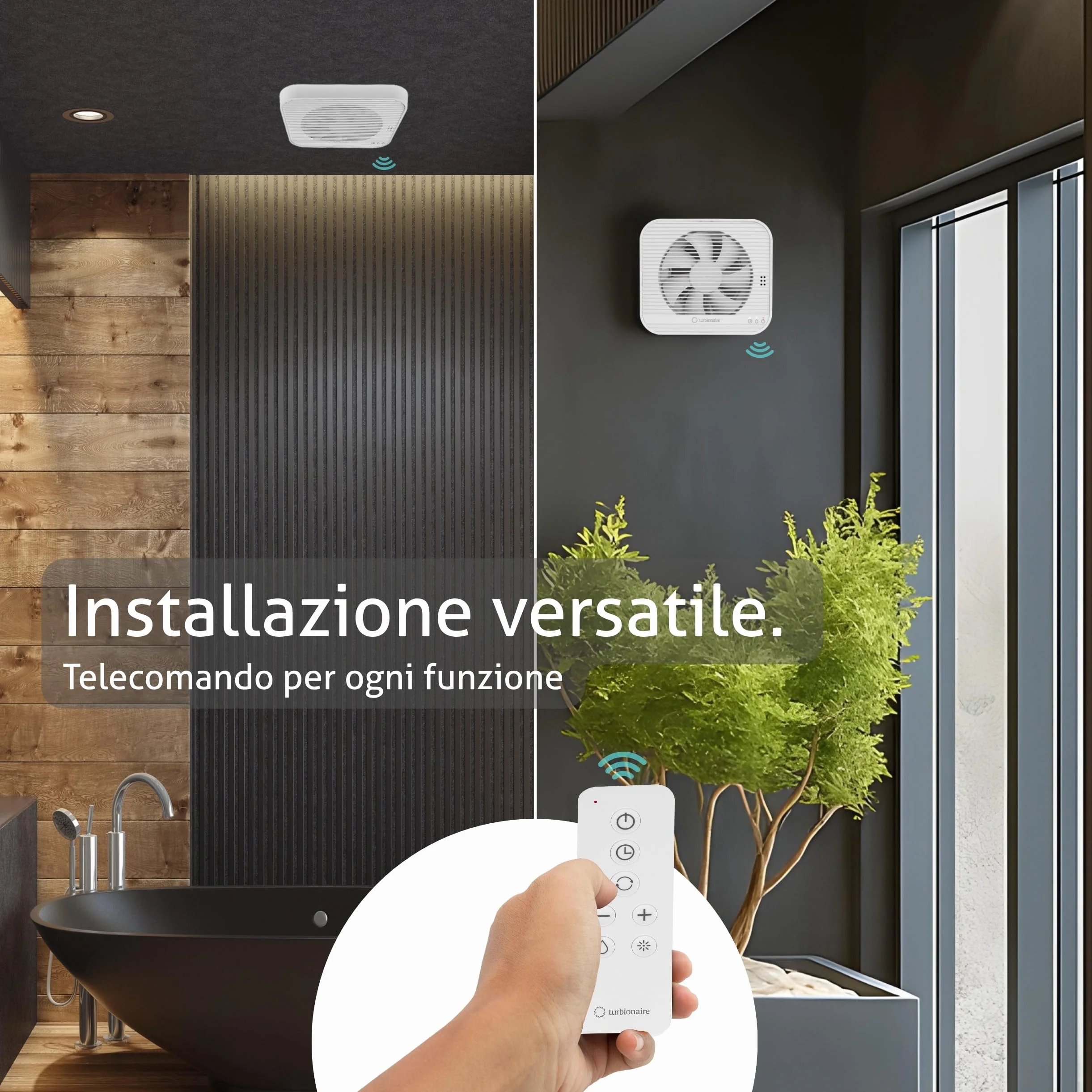 Turbionaire Axio 1012 HTR Aspiratore Bagno 100/120 mm 9.2W Sensore Umidità Telecomando 8 Velocità