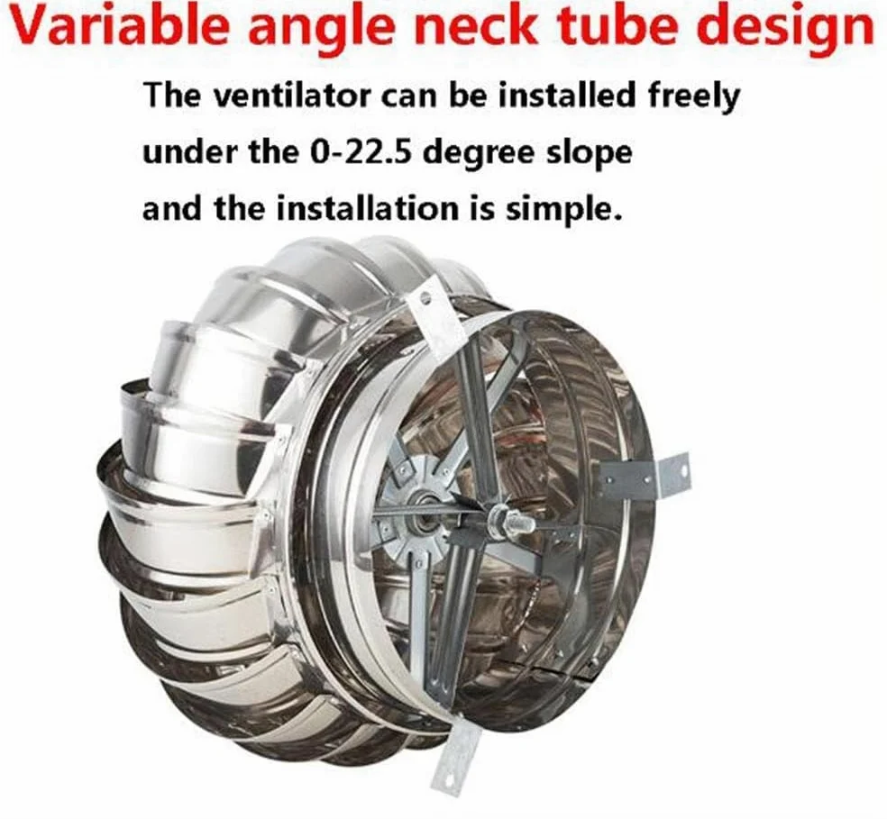Comignolo in Acciaio Inox 304 - Design con Pale Curve girevoli e Impermeabili per Una Ventilazione efficiente e Installazione angolata