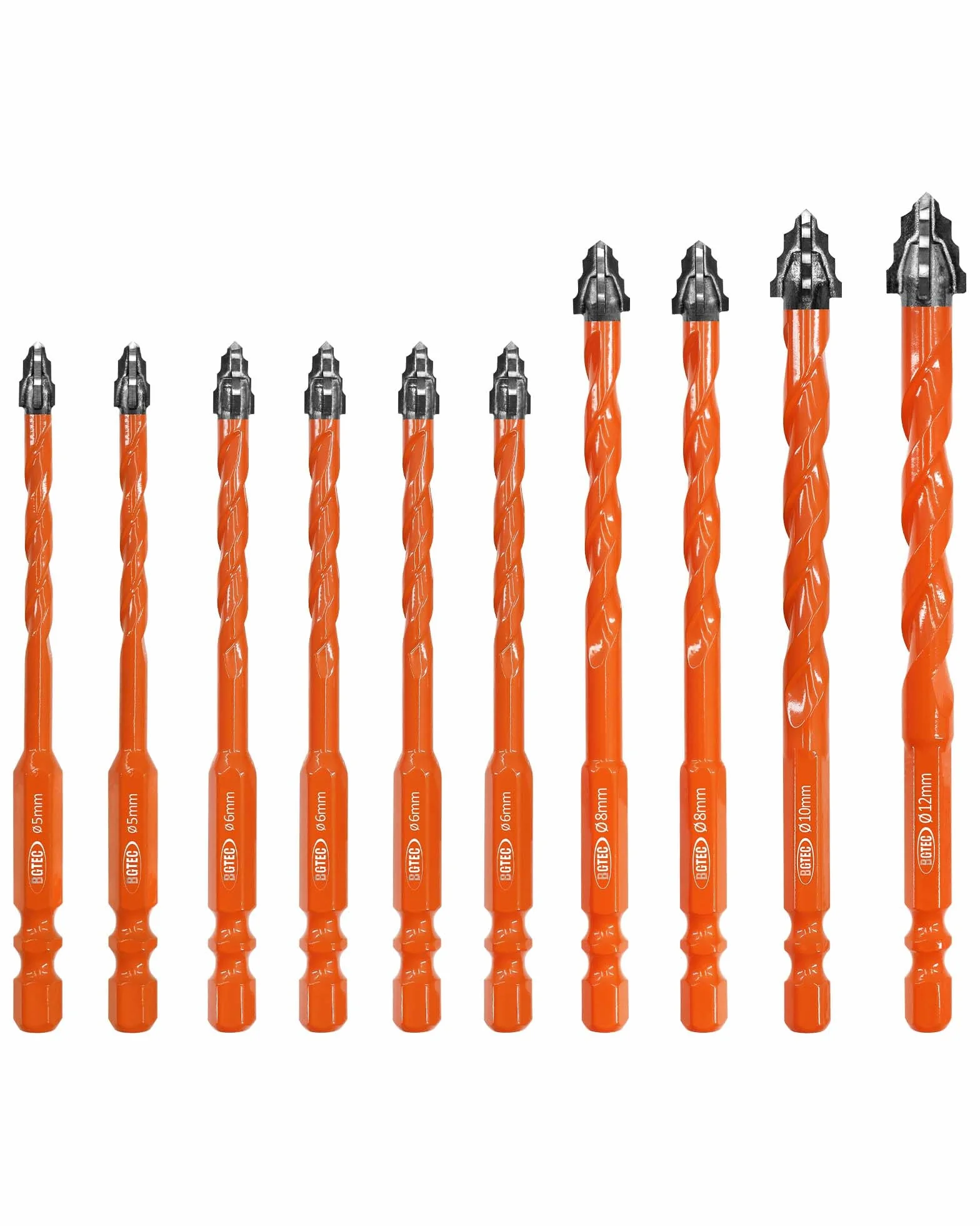 BGTEC Punte Eccentriche a Quattro Taglienti 10 pezzi Ø 5-12 mm per Piastrelle