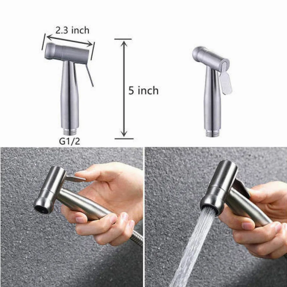 Kit doccetta Portatile per WC - Set ugello di Spinta in Acciaio Inossidabile per doccetta Portatile da Parete