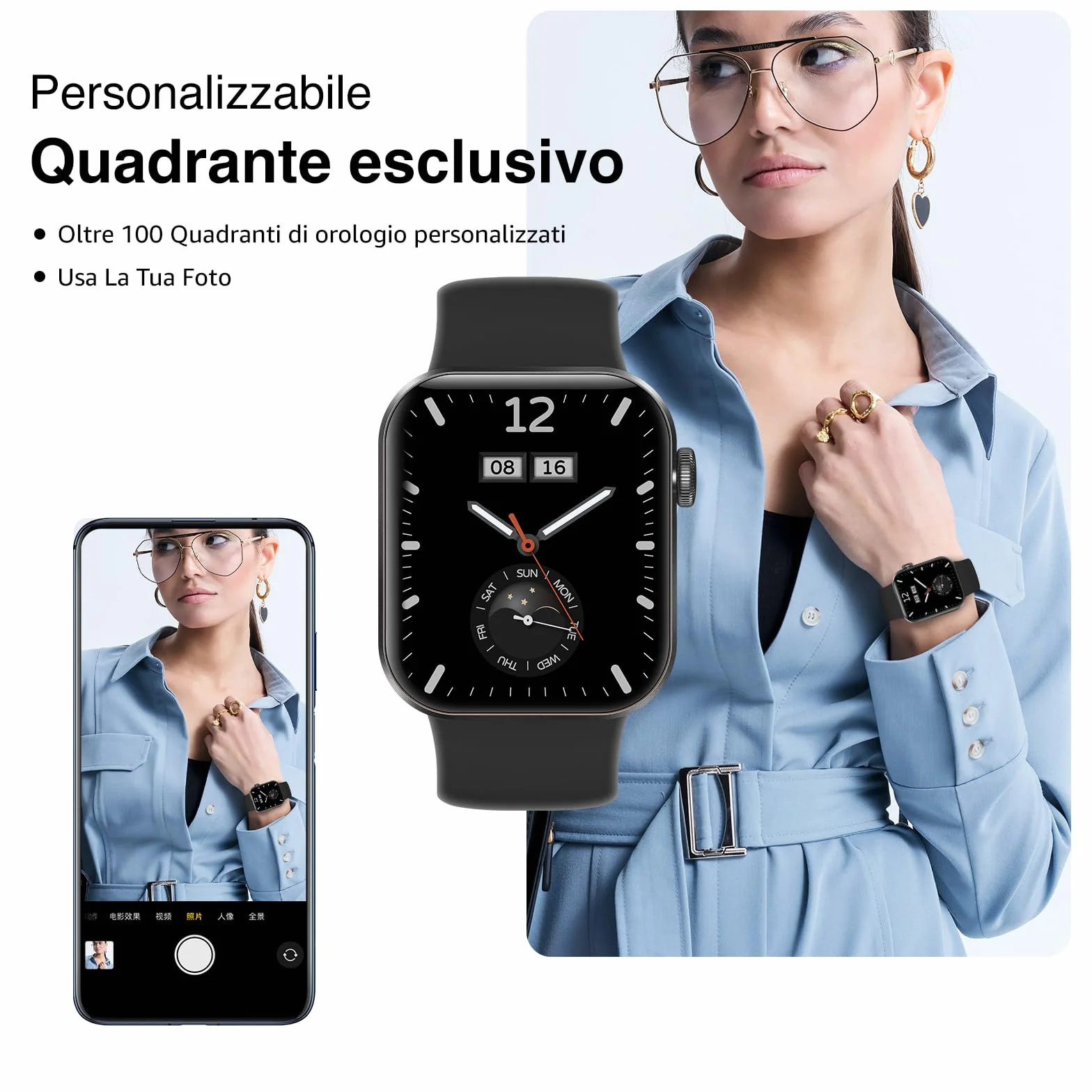 Smartwatch Uomo Donna, 1.85" Orologio Smartwatch con Effettua/Risposta Chiamate, 140 Sportive Smart Watch con Contapassi/Sonno/Cardiofrequenzimetro/SpO2, Impermeabil IP68 Smartband per Android iOS