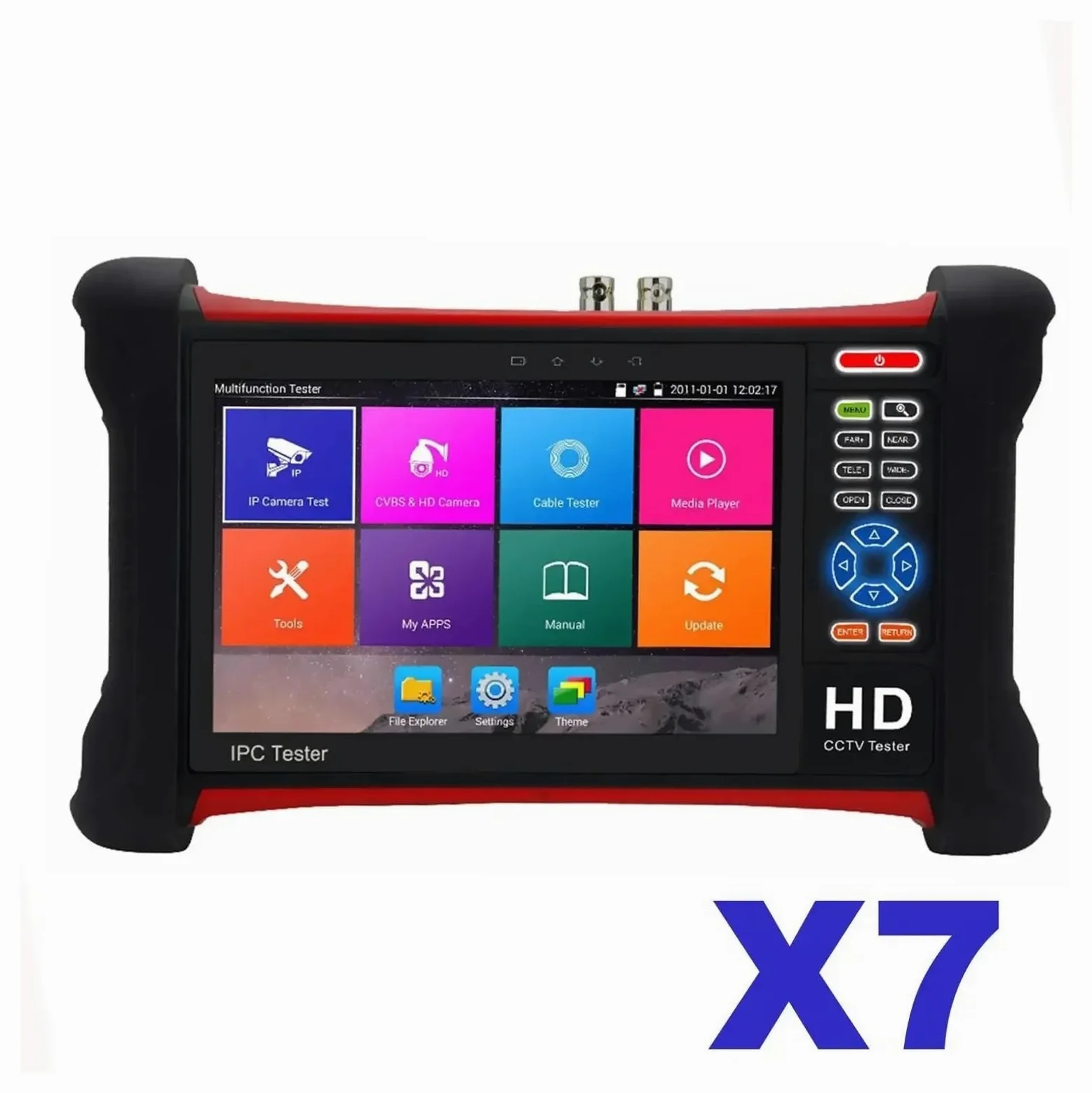 X7 IPC Tester Monitor H.265 4K 8MP TVI CVI AHD SDI CVBS IP CCTV con TDR, tracciatore di cavi, multimetro digitale Strumento di prova(X7)