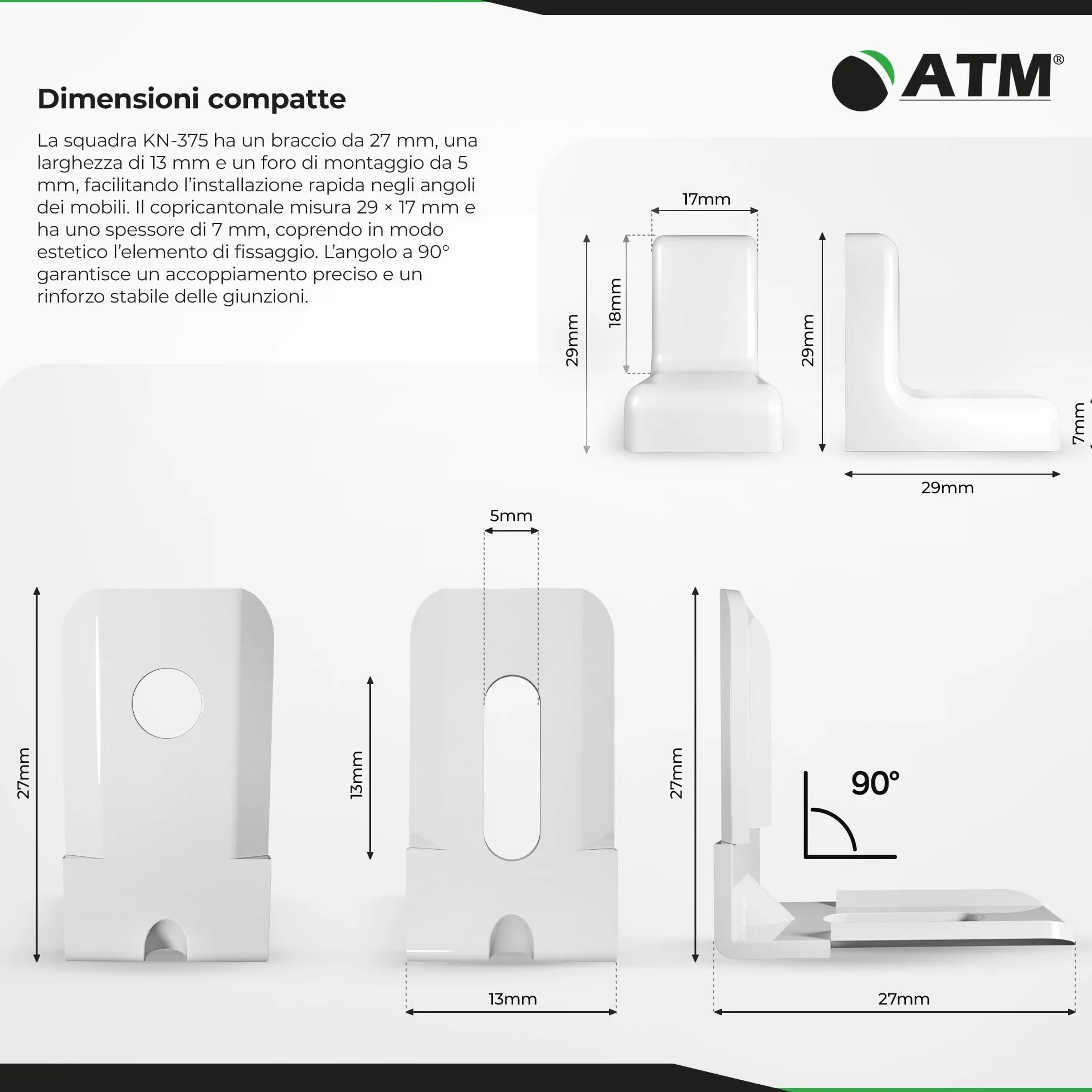 ATM Squadretta Angolare Acciaio Zincato 90° Connettore per Mobili Set di 20