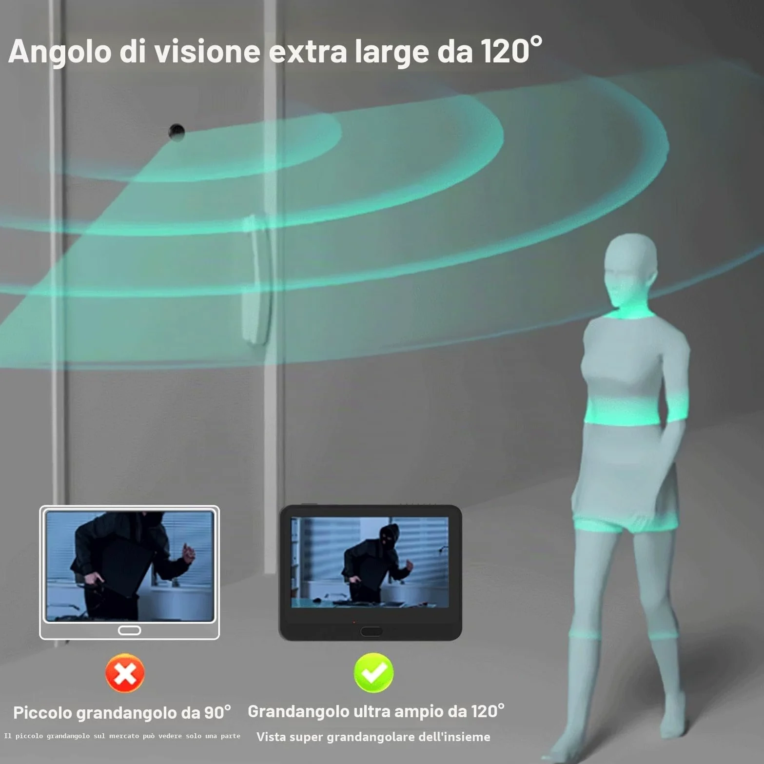 Asixxsix Spioncino Digitale, Spioncino WiFi Intelligente 1080P con Display LCD 4,3 Pollici, Rilevamento del Movimento PIR, Audio Bidirezionale, Visione Notturna, Modifica della Voce