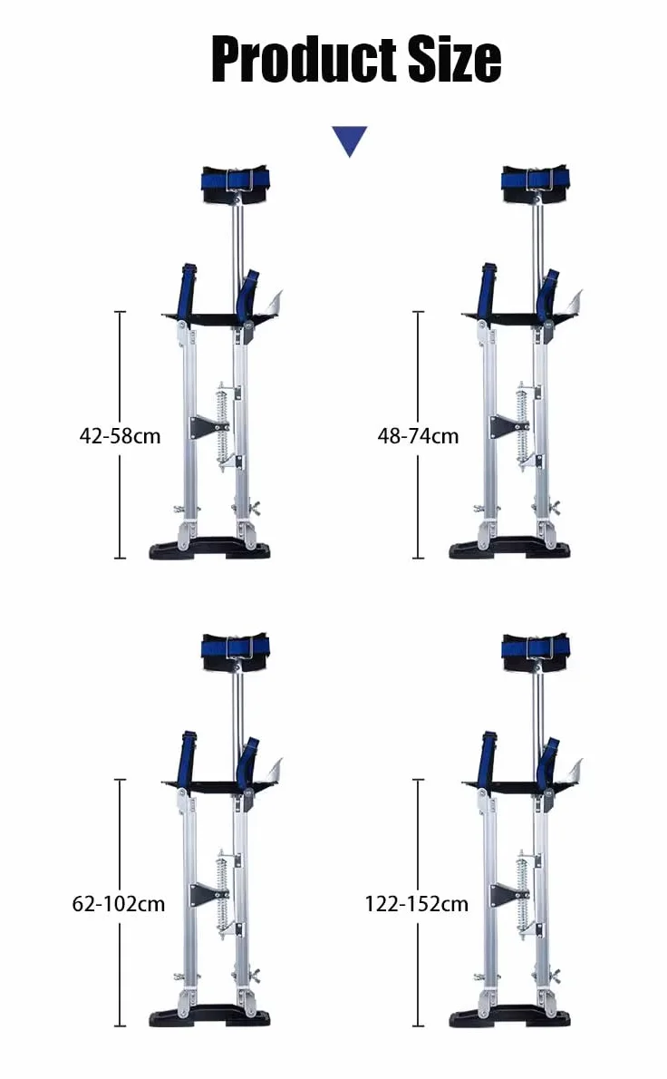 Trampoli per Cartongesso Regolabili in Altezza in Alluminio Antiscivolo per Verniciatura (Nero 15) (Argento 24)