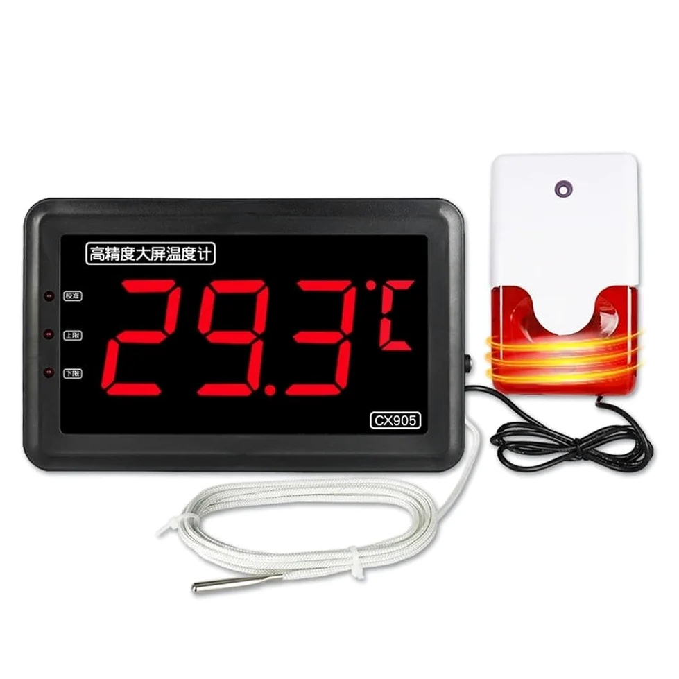 Termometro digitale con sonda grande schermo impermeabile da -50 a 500C | Display a LED, allarmi acustici/visivi, gamma da -50 a 500 C, sonda impermeabile, calibrazione regolabile, acquacoltura e gas