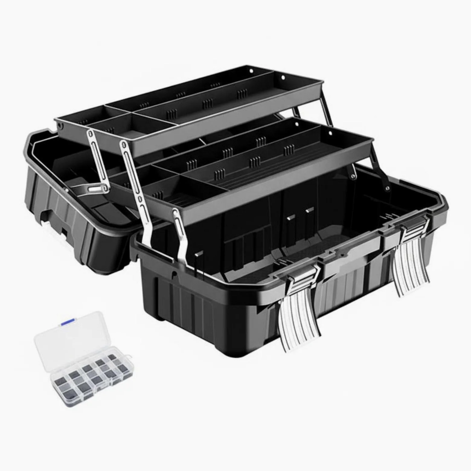 Cassetta Attrezzi Pieghevole Valigetta Organizer Hardware Struttura Metallo PP Scomparti Coperchio Maniglia Ergonomica Adatta per Elettricisti Manutentori Attrezzi Casa, 19 Pollici