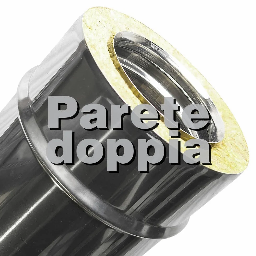 Canna fumaria parete doppia coibentata inox terminale cappello cinese antivento dn 150/200