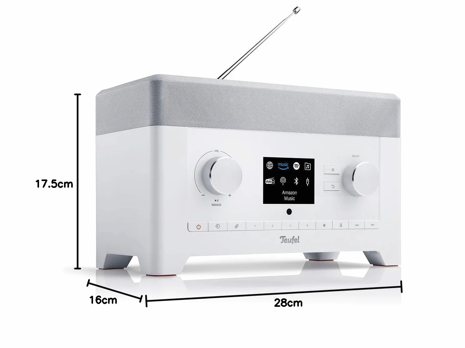 Teufel Radio 3Sixty, Radio Digitale Internet DAB+ FM con Telecomando, Ingresso AUX, Funzione Power Bank, Bianco