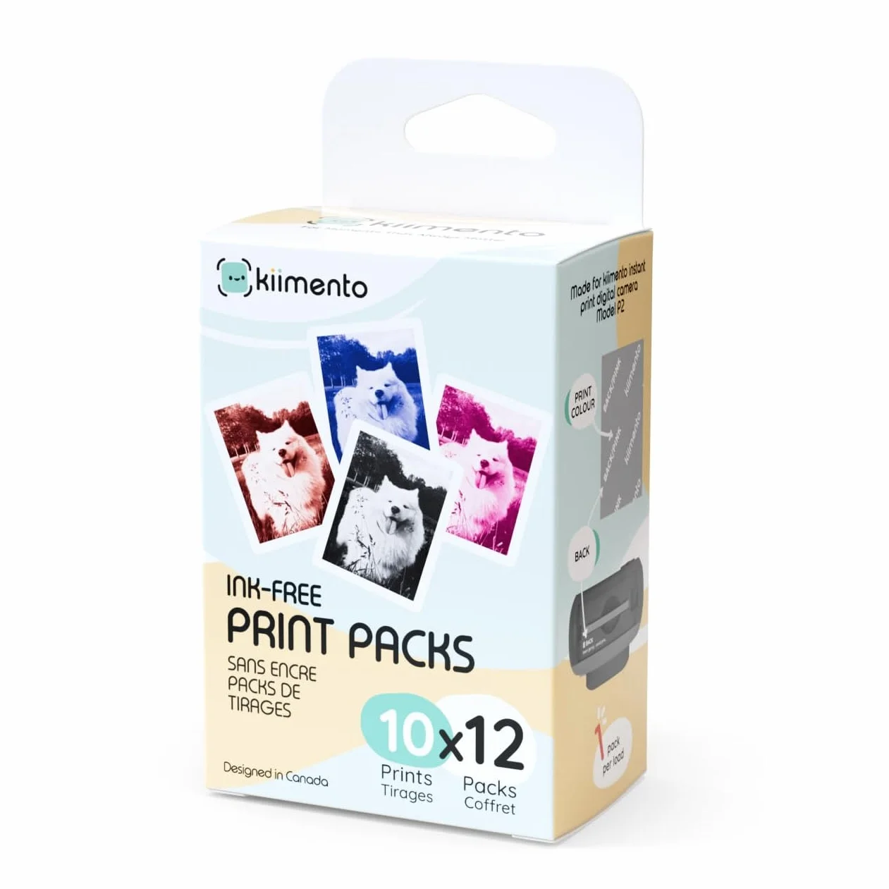 kiimento Print Pack per fotocamera a stampa istantanea P2, confezione risparmio 120 stampe, schede termiche senza inchiostro, verticali 78 × 56 mm, senza BPA e BPS, stili misti: senza tempo, oro