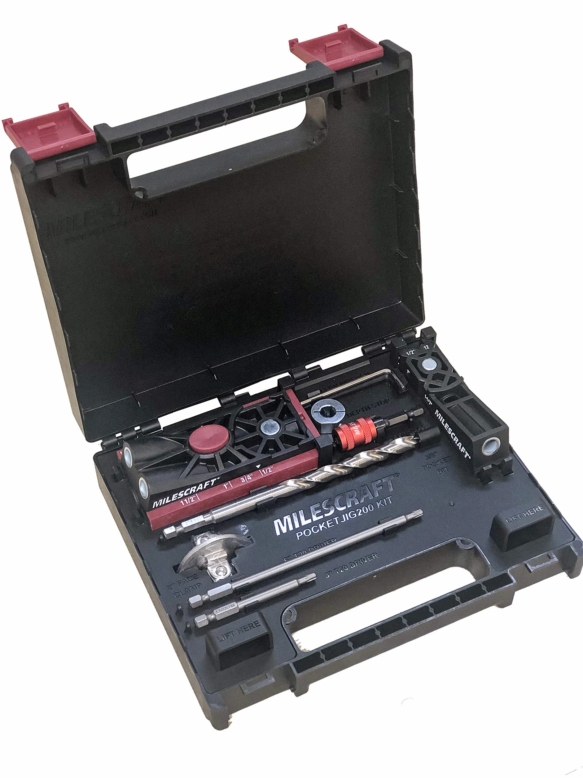 Milescraft 7336 Pocket Jig 200XCJ Double Barrel Pocket Hole Jig with Single Barrel, 2" Face Clamp