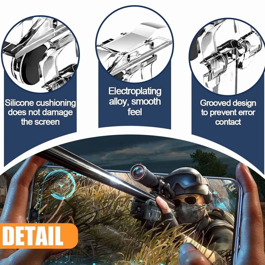 Joystick per Telefono, Triggers 6 Dita Joystick Controller, Dita Trigger di Gioco Mobile per Joystick Grilletti L1R1 L2R2 Phone Triggers Controller Pulsante Meccanico Fisico