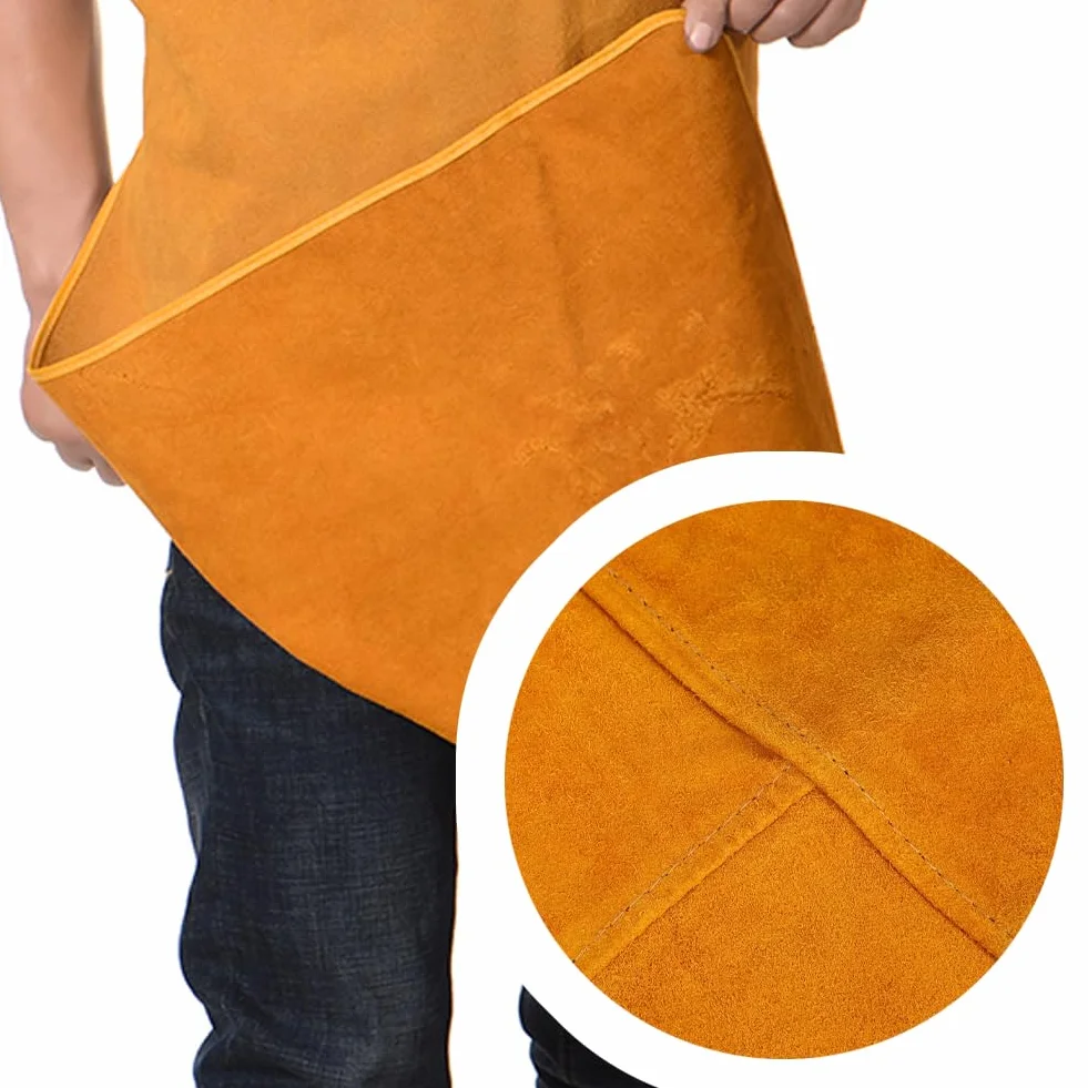 ITODA Grembiule da saldatura, in pelle bovina, resistente, resistente al calore, ignifugo, per lavori di lavoro, officina, saldatore, falegnameria, garage