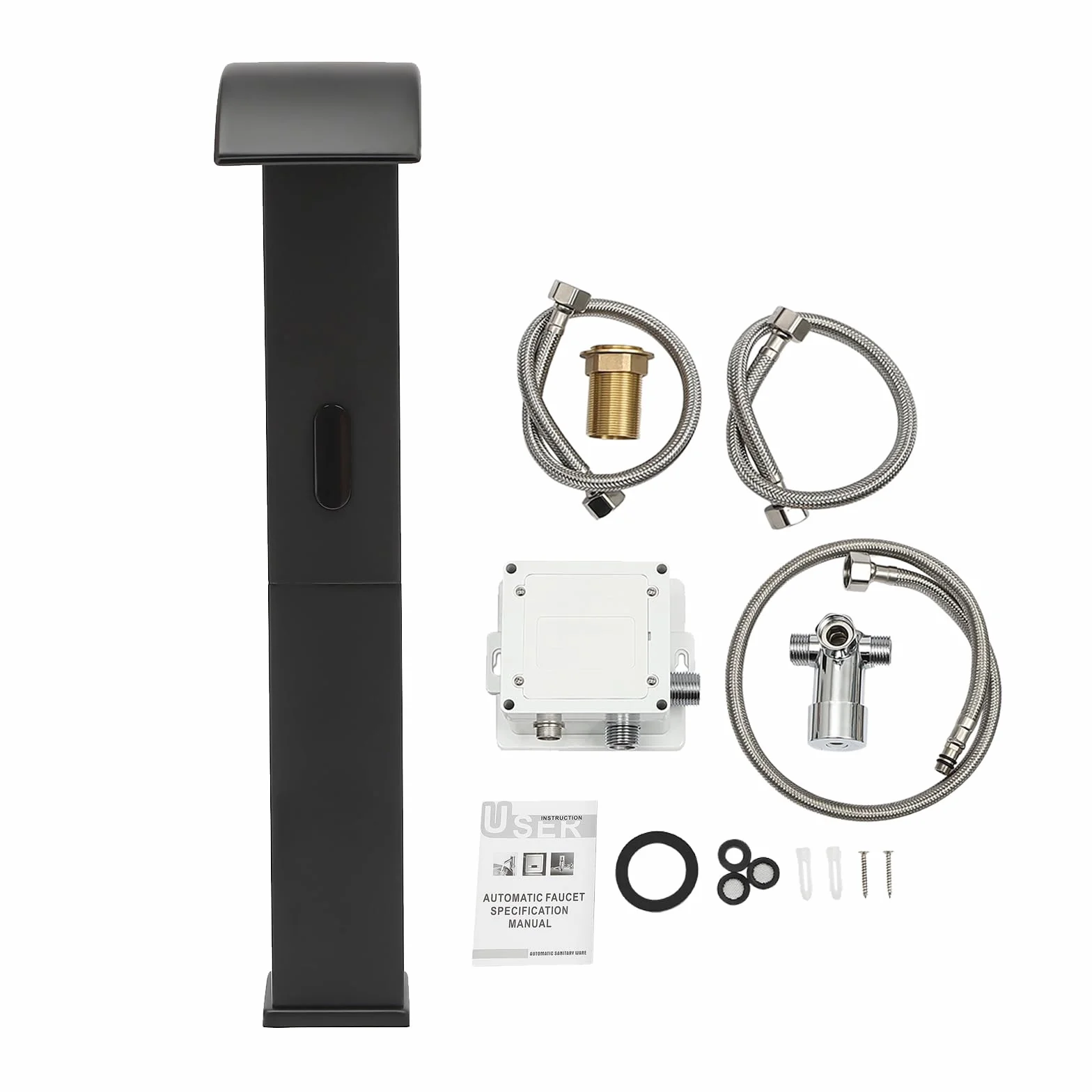 Miscelatore per lavabo con sensore a infrarossi monocomando automatico nero