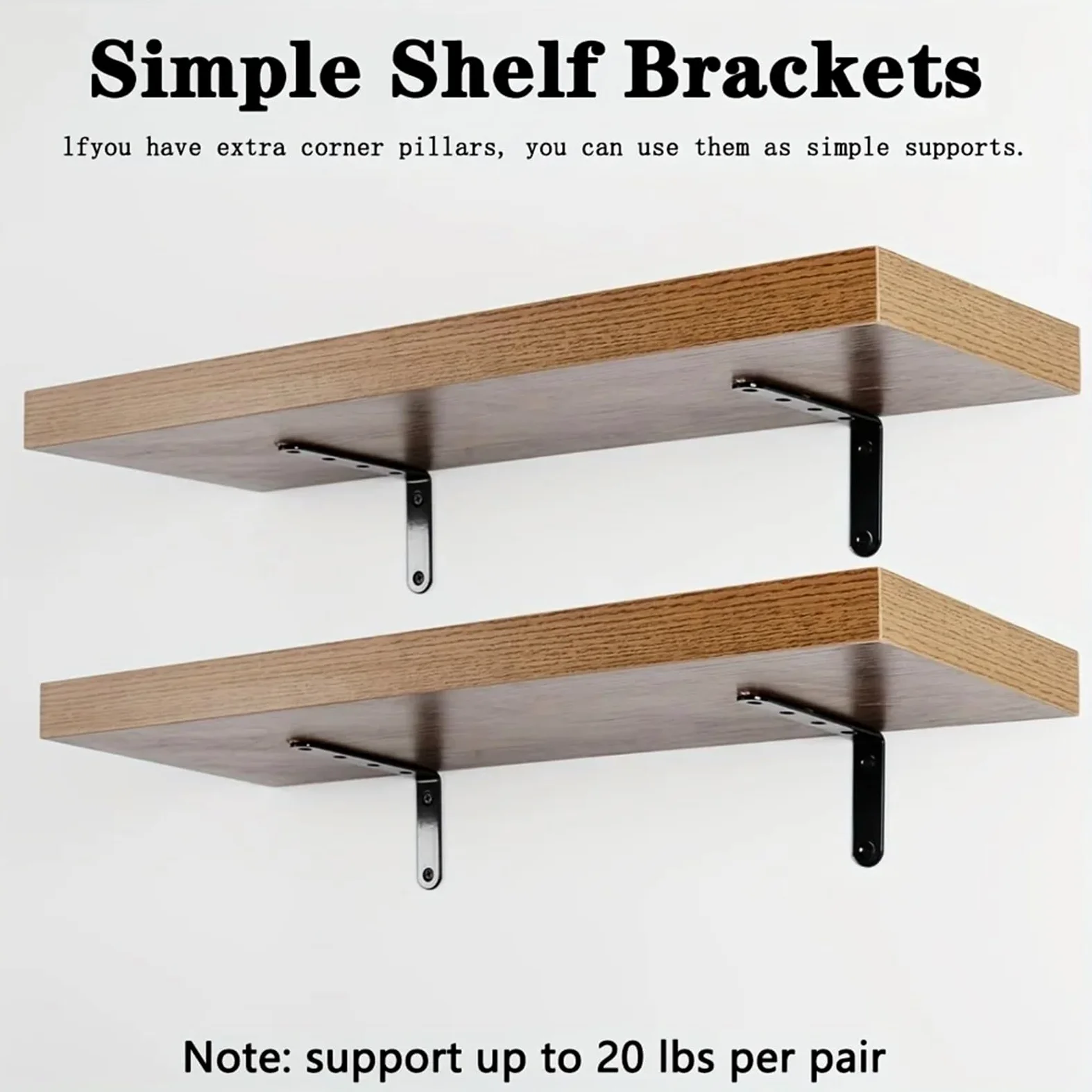 Staffe A L Supporto angolare in acciaio nero for impieghi gravosi da 5"x3" for mobili, scaffalature e finiture di(4pcs)