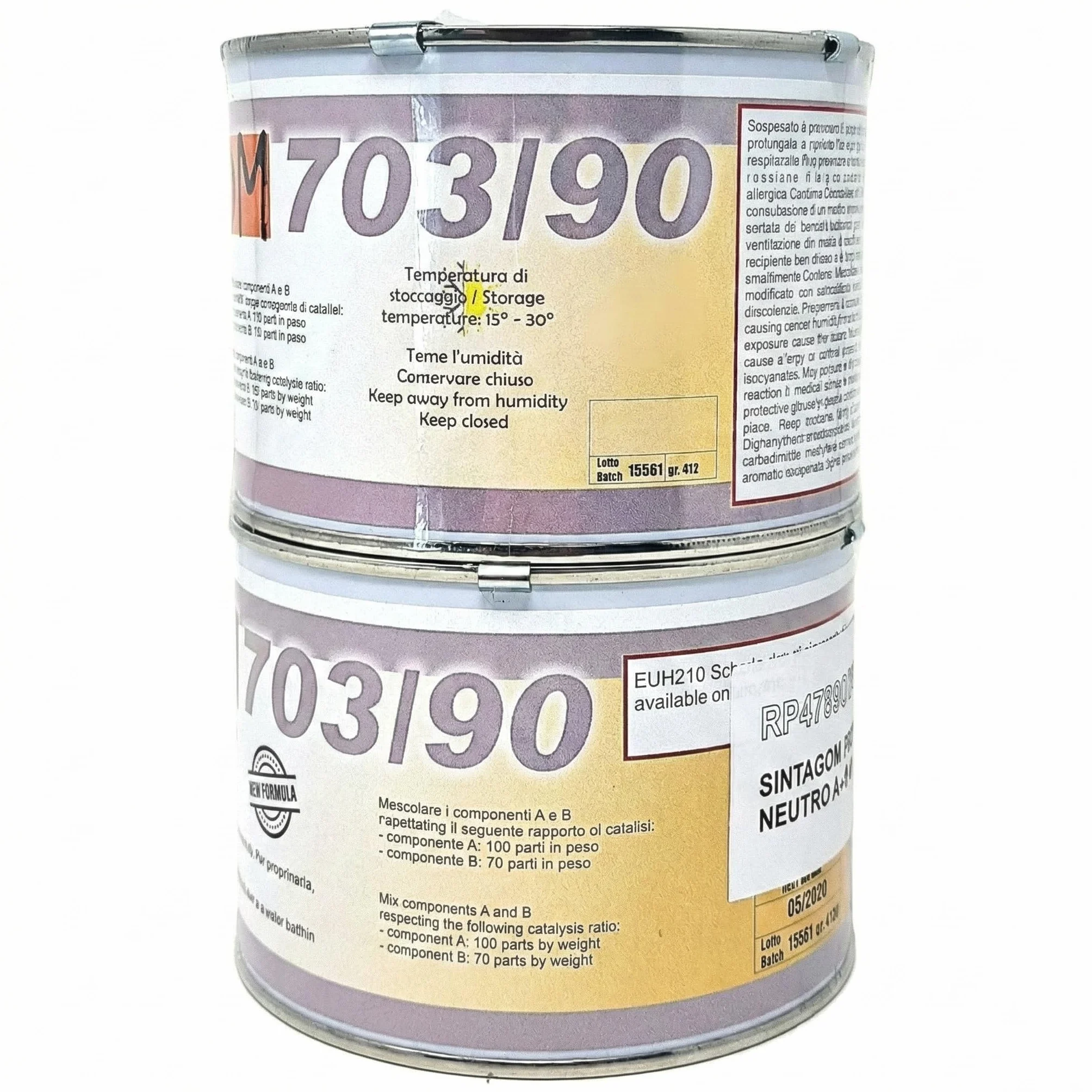 Sintagom 703/90 Resina Poliuretanica Gommoza Durezza 90 Shore A Neutro A+B 1 kg