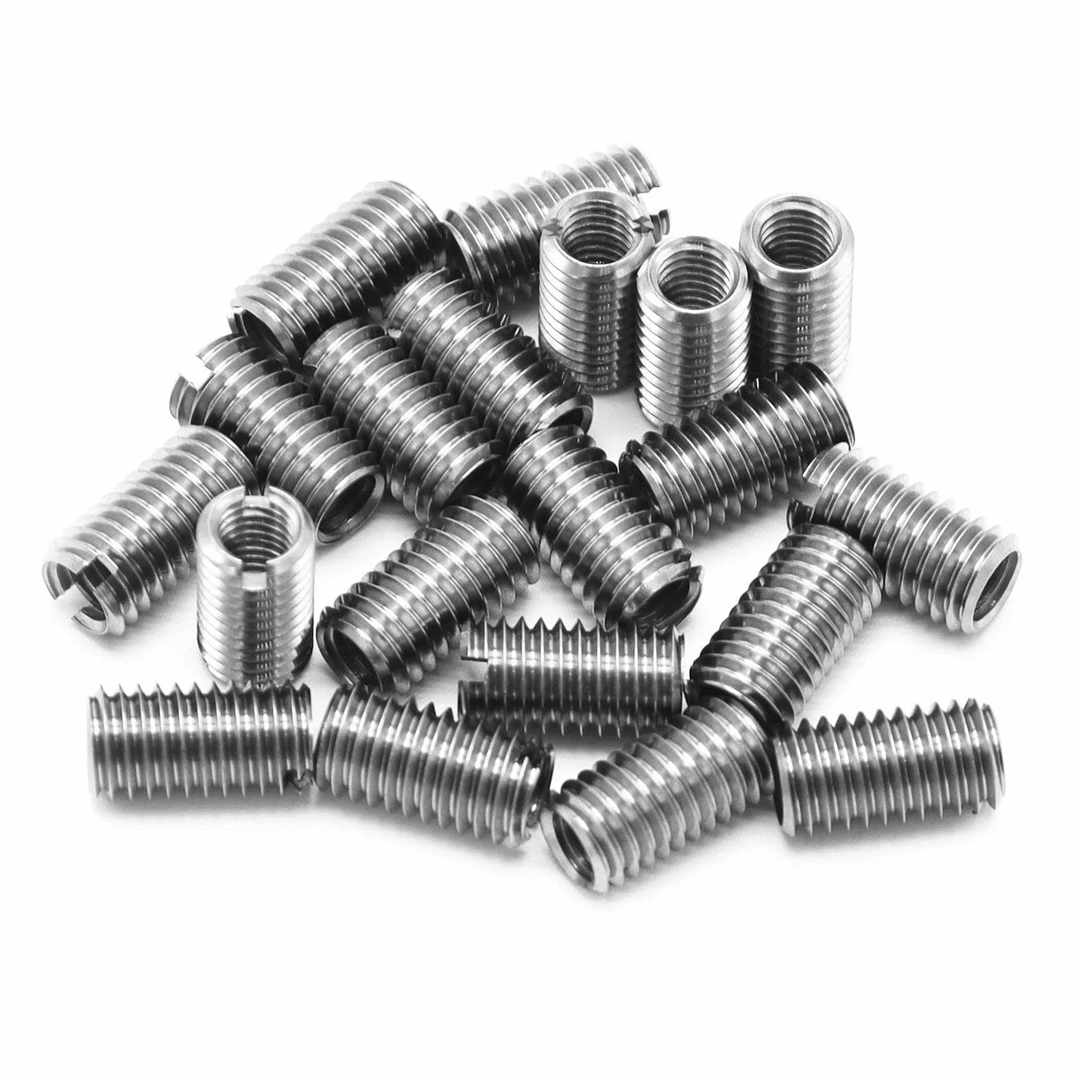 20 pezzi inserti filettati M8 a M6, inserto di riparazione filettato autofilettante, strumento di riparazione per inserti filettati a scanalatura in acciaio inossidabile, filettatura interna metrica