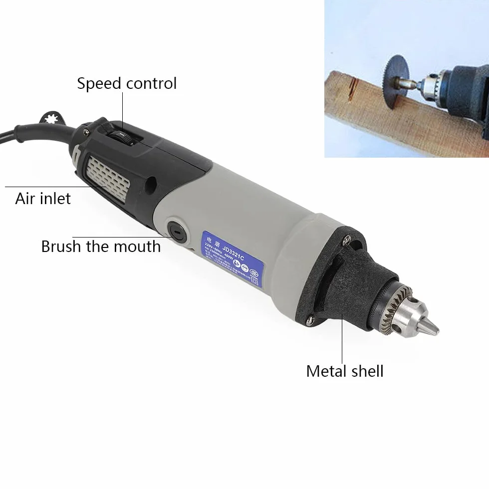 Levigatrice diritta elettrica 400W a 6 velocità, 5000-28000 giri/min, rettificatrice per intagliare, tagliare, lucidare