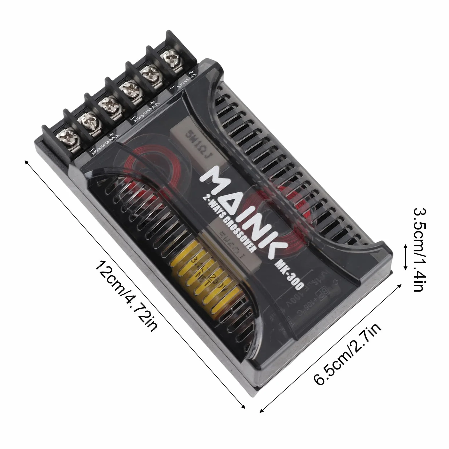 Divisore Di Frequenza Auto 2 Vie Crossover Protezione Sovracorrente Dissipazione Calore Universale Compatibile Con Altoparlanti Auto 2 Pezzi