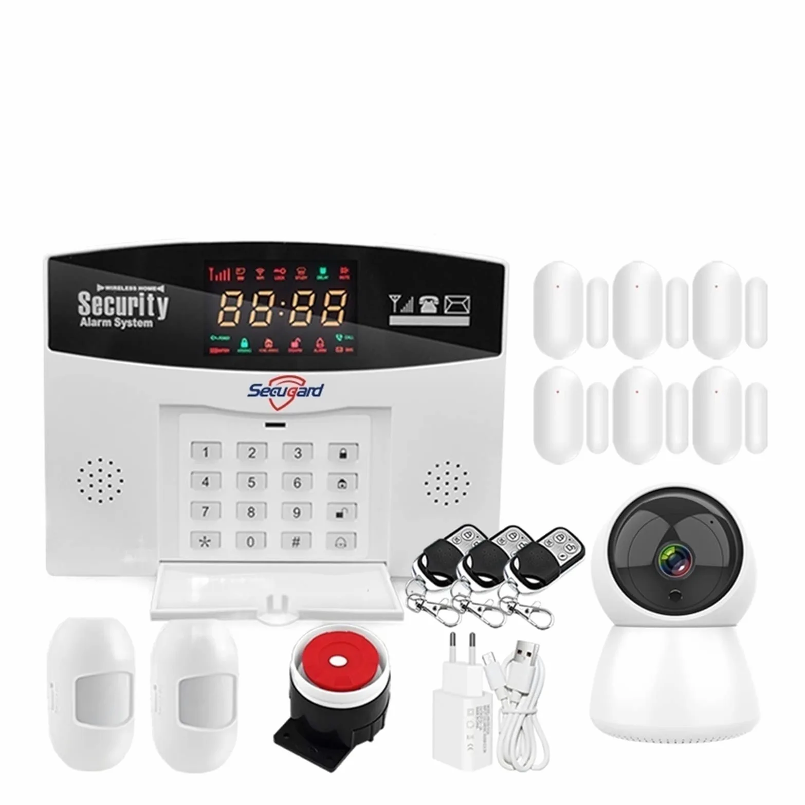 Kit Allarme Casa, Tuya Wifi GSM di allarme Wireless Smart Home Burglar Security Alarming Kit Control Control Control(A)