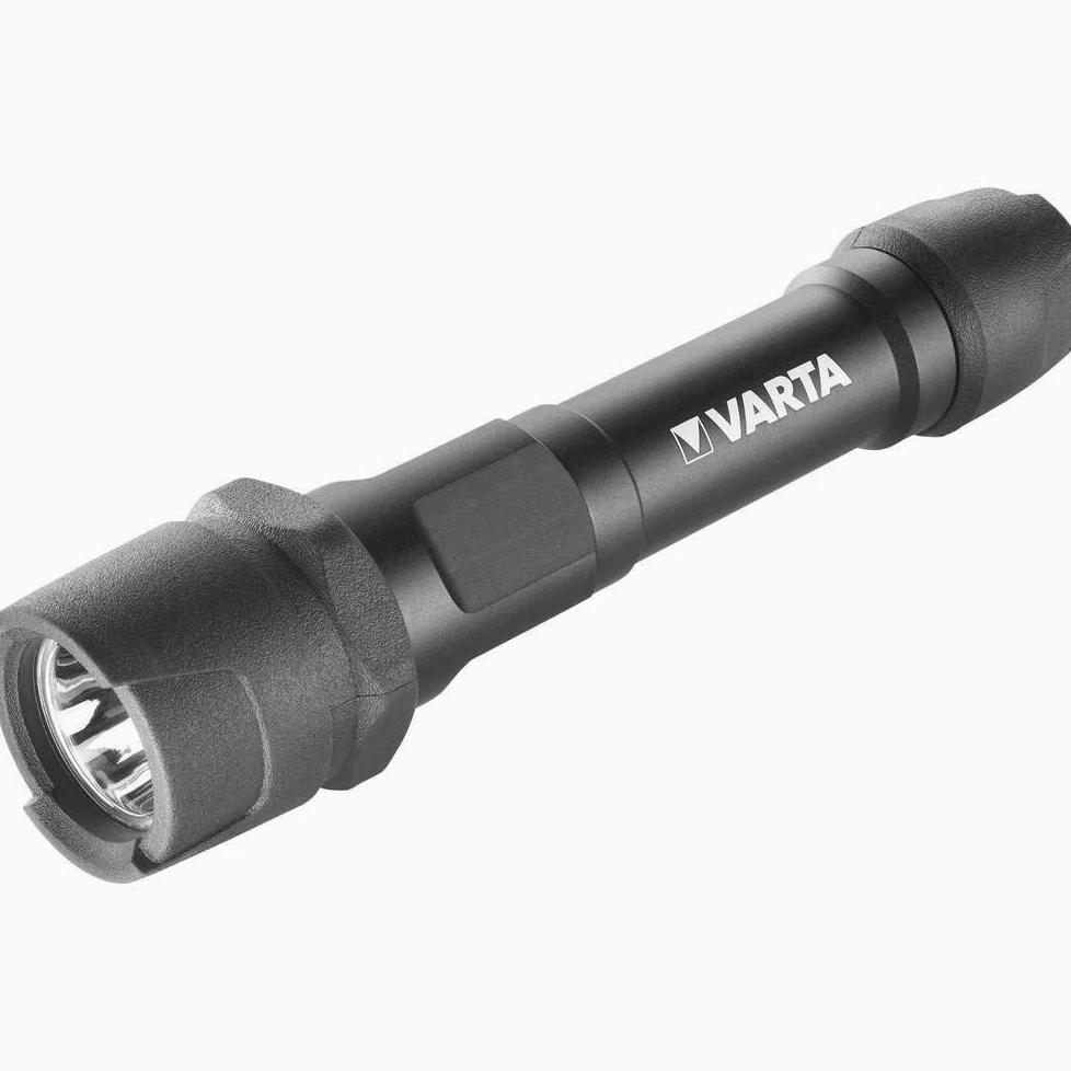 Varta 18701 Torcia LED a Mano Indestructible Flashlight F20, 1 Watt, 2 pile Stilo AA Longlife Power Incl, 170 Lumen corpo alluminio resistente a urti, cadute 4mt, acqua IPX4, per attività Outdoor e Professionali, gancio integrato