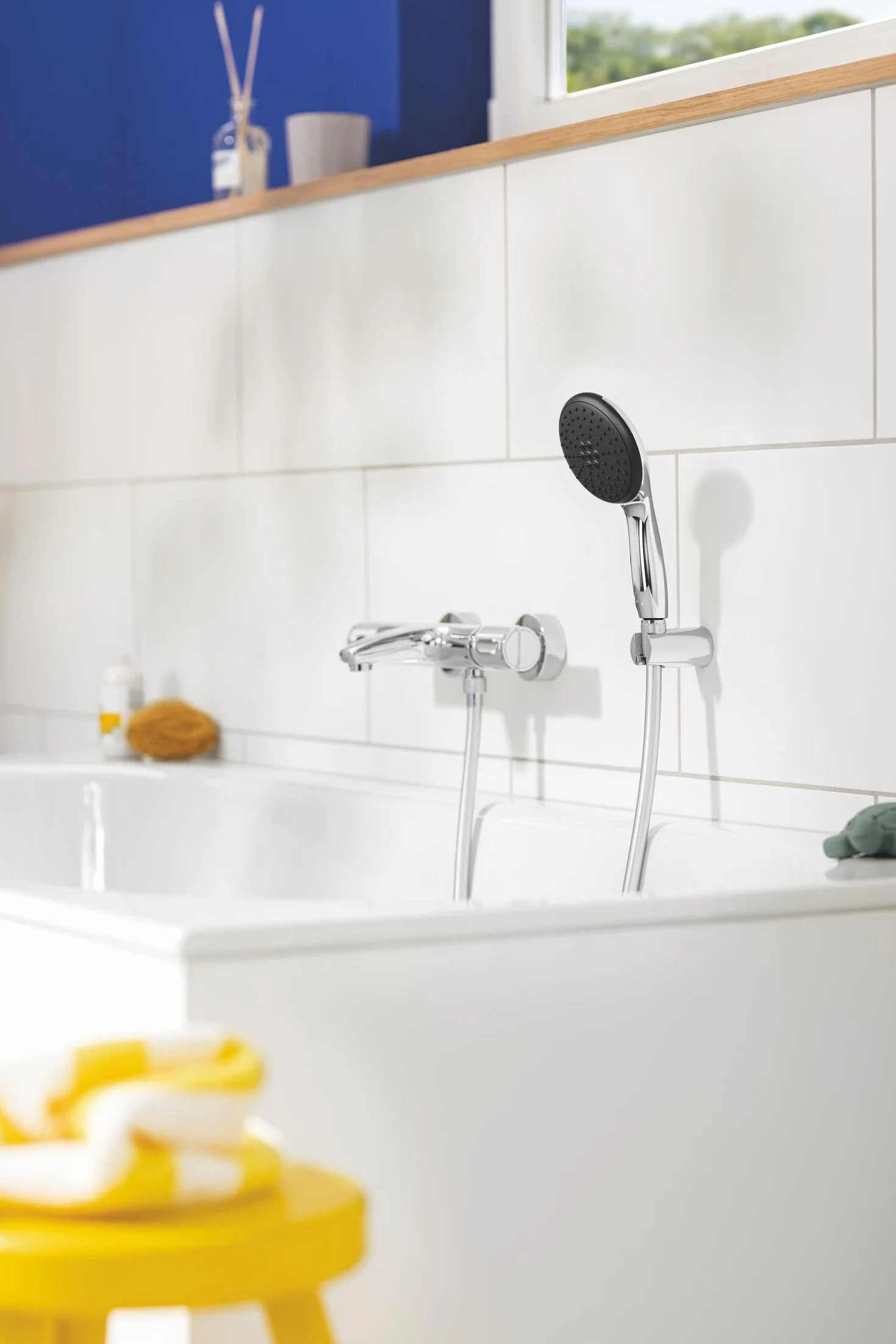 GROHE Vitalio Start 110 Manopola Doccino Doccia (2 getti, SmartSwitch, SpeedClean anticalcare, bordo in silicone antiurto), Cromo, 2794610E