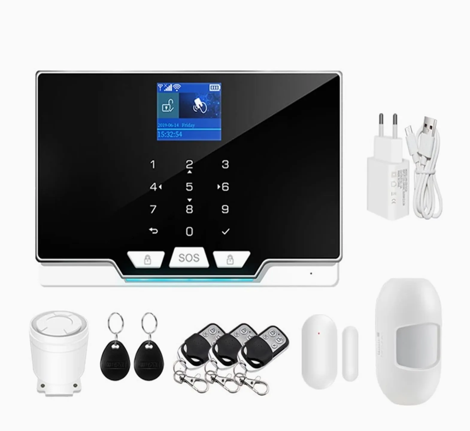 Kit Allarme Casa, Tuya Wifi GSM Home Burglar Security Alarm System Rfid tft TACCHI TASTANTE 11 VOICI COMPATIBILE Smart Life(A)