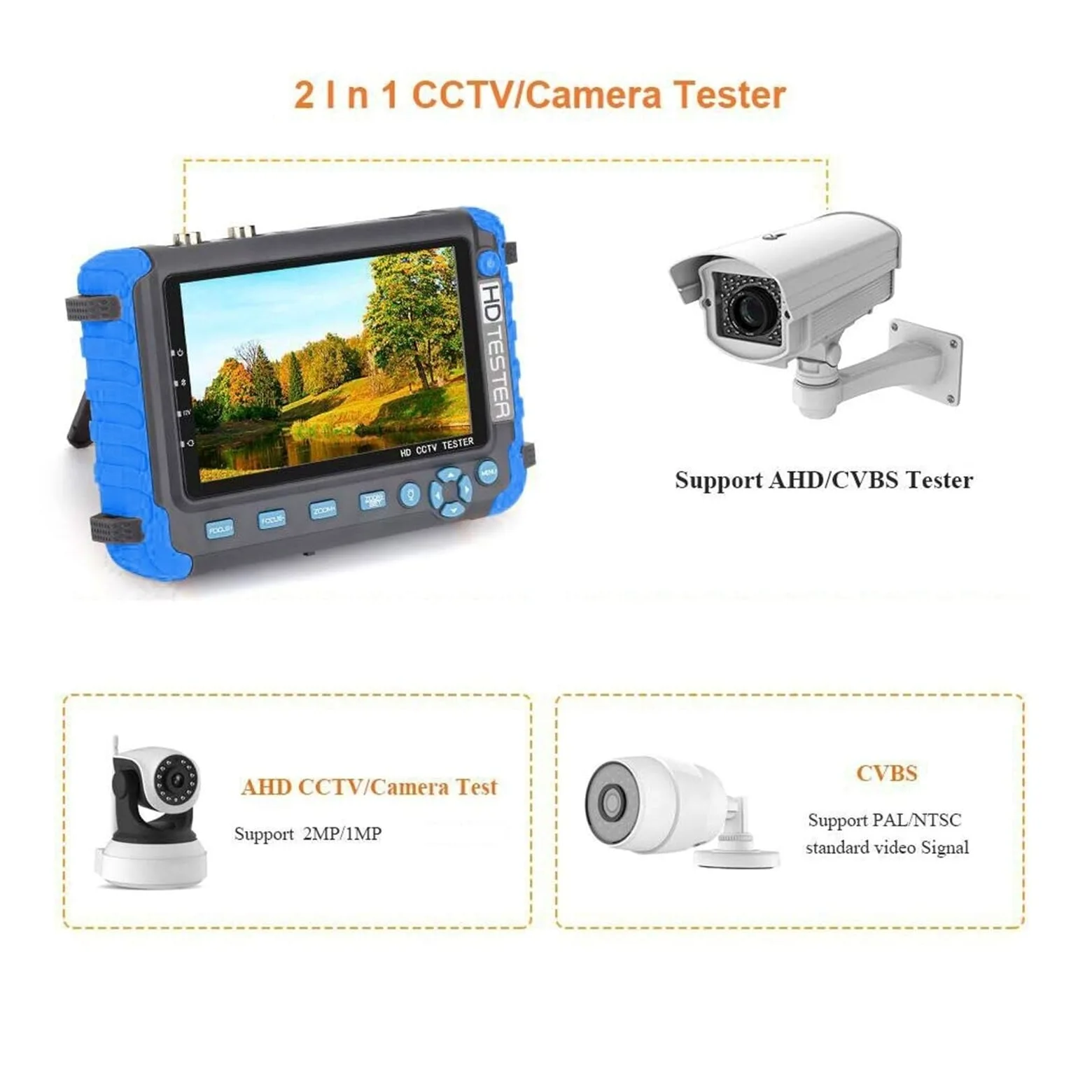 ester per CCTV, Tester CCTV AHD/CVI/TVI CVBS Da 8MP For Telecamere AHD Con Ingresso VGA Video CFTV Mini Monitor