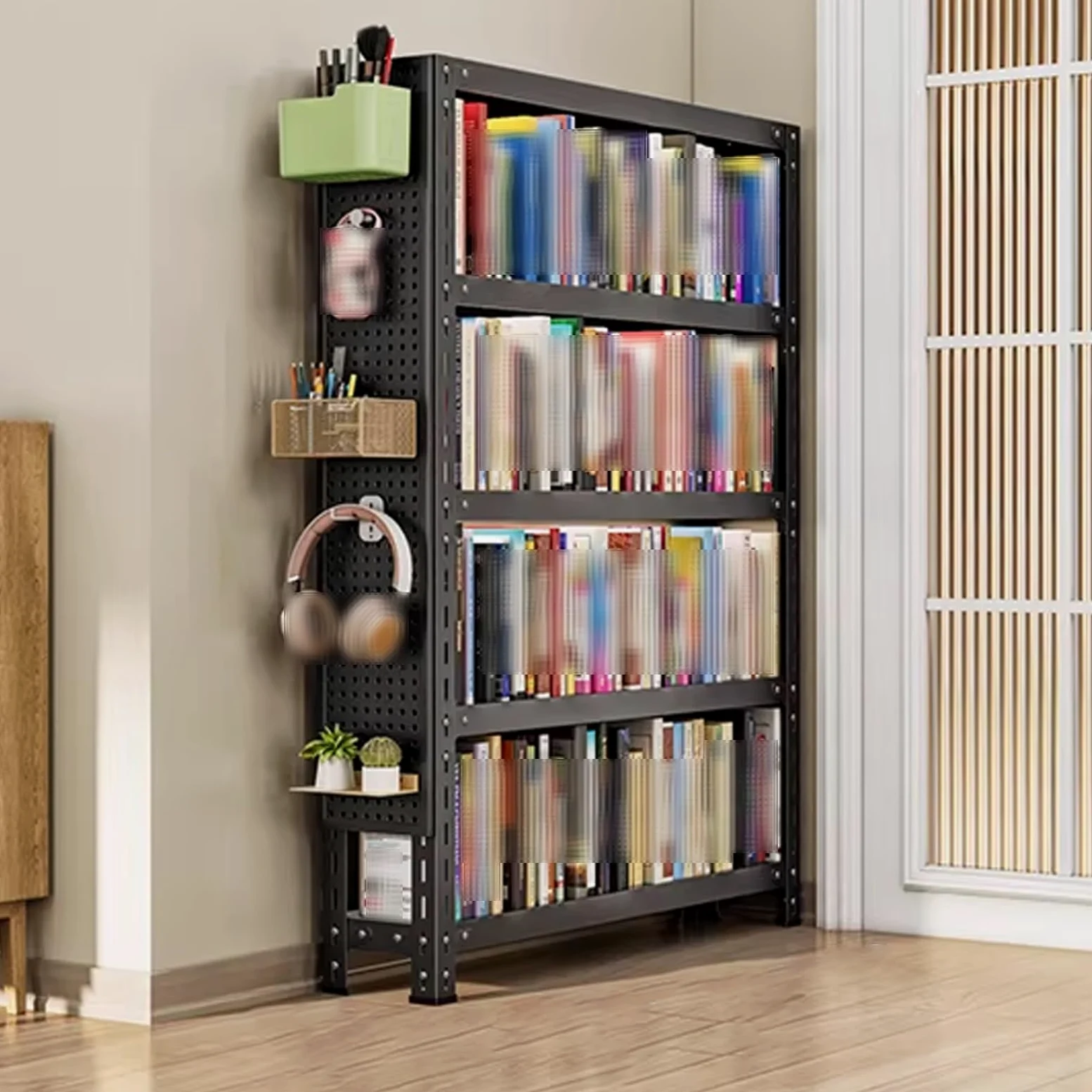 Scaffalatura Metallo Scaffali in Metallo Materiale in Acciaio Laminato a Freddo Pannelli Laterali Forati Adatto per Uffici, Camere da Letto e Lavanderie(Black,50 * 20 * 120cm)