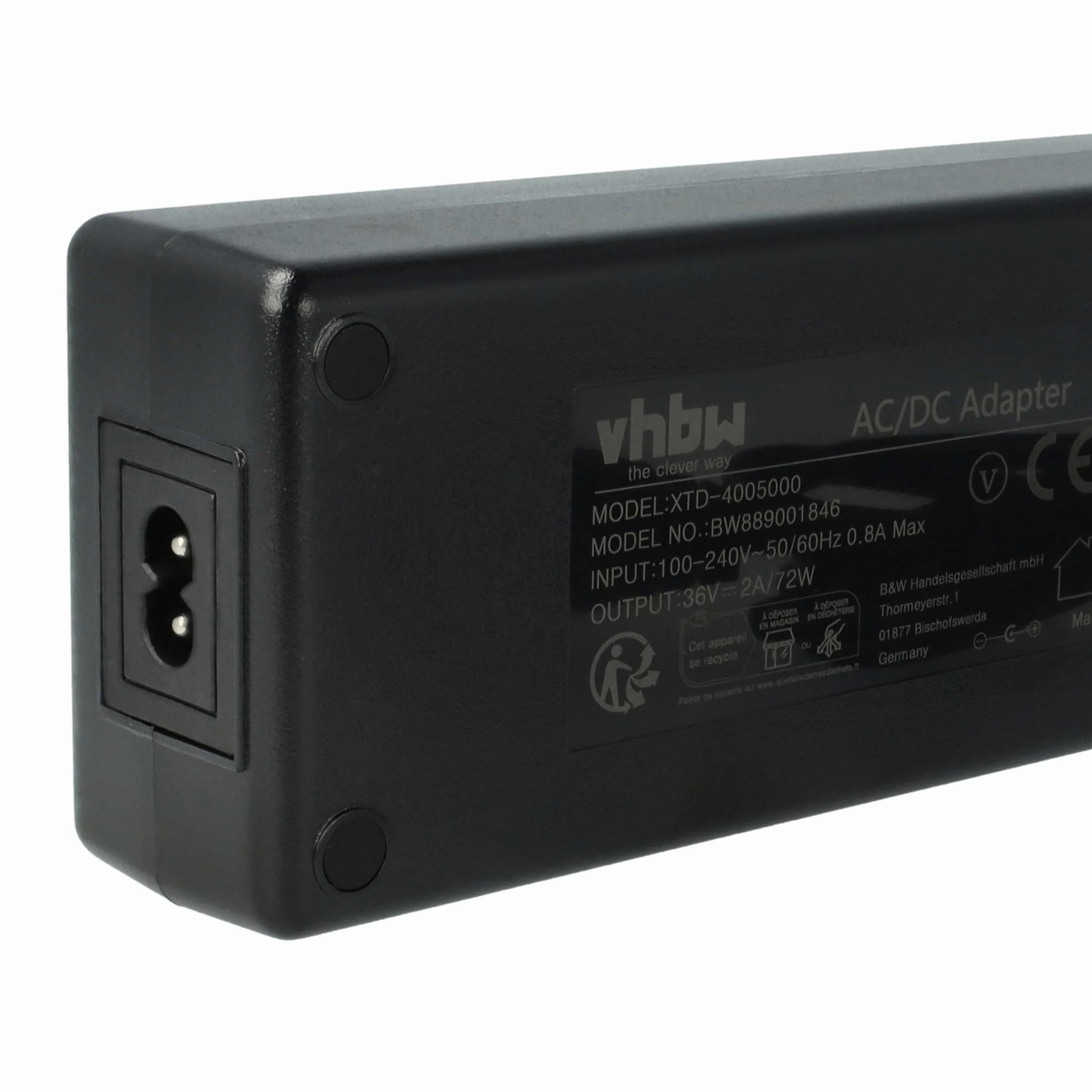 vhbw 1x caricabatterie compatibile con Bosch PowerPack 400, PowerPack 500 batterie, e-bike - Per batterie Li-Ion da 36 V 72 W