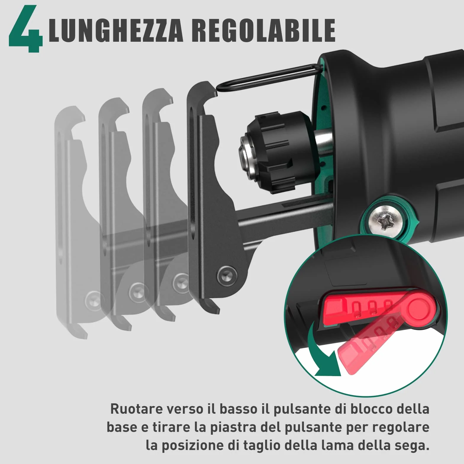 HYCHIKA Sega a Gattuccio, Seghetto A Batteria 18V, 2 batterie 2,0Ah, Velocità Variabile 0-2800 SPM, 2 Lame, Caricabatterie rapido, Luce LED, Adatto per Tagliare Legno e Metallo